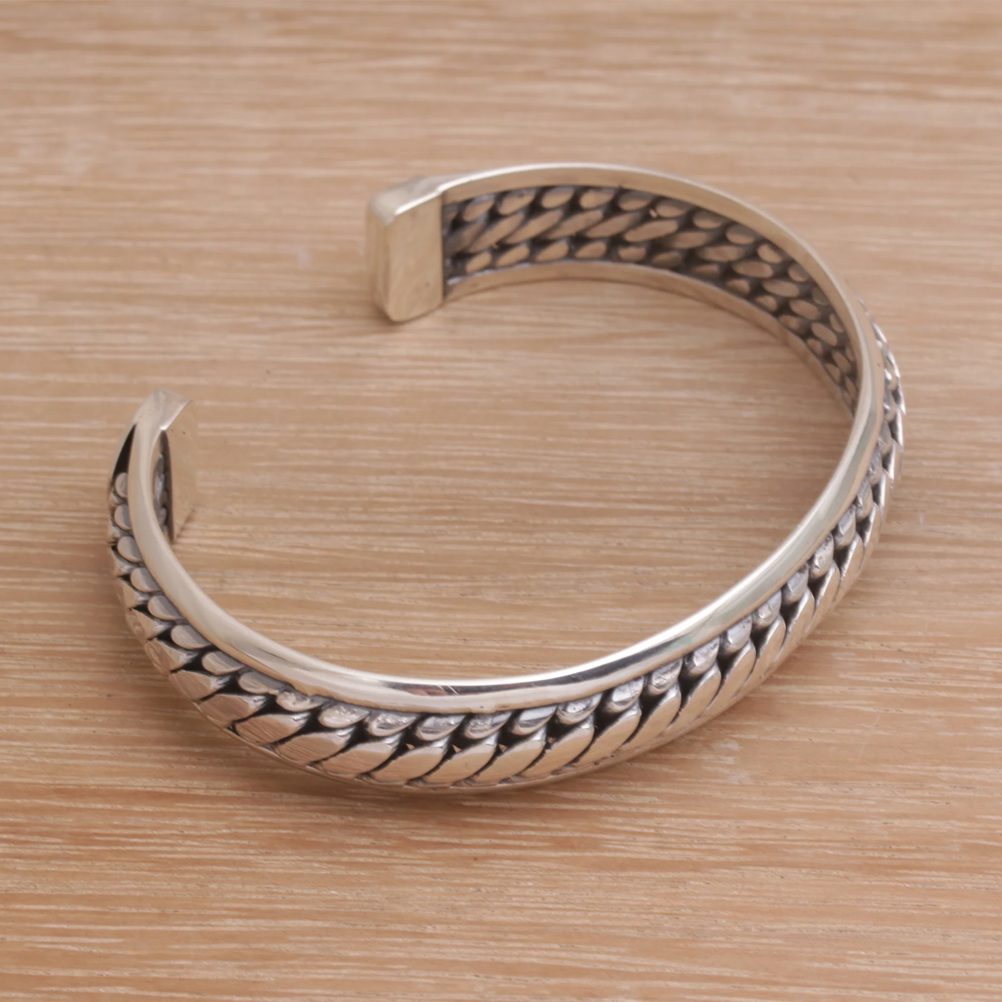 Eternity Bond Sterling Silver Cuff Bracelet Handcrafted in Bali - Image 3