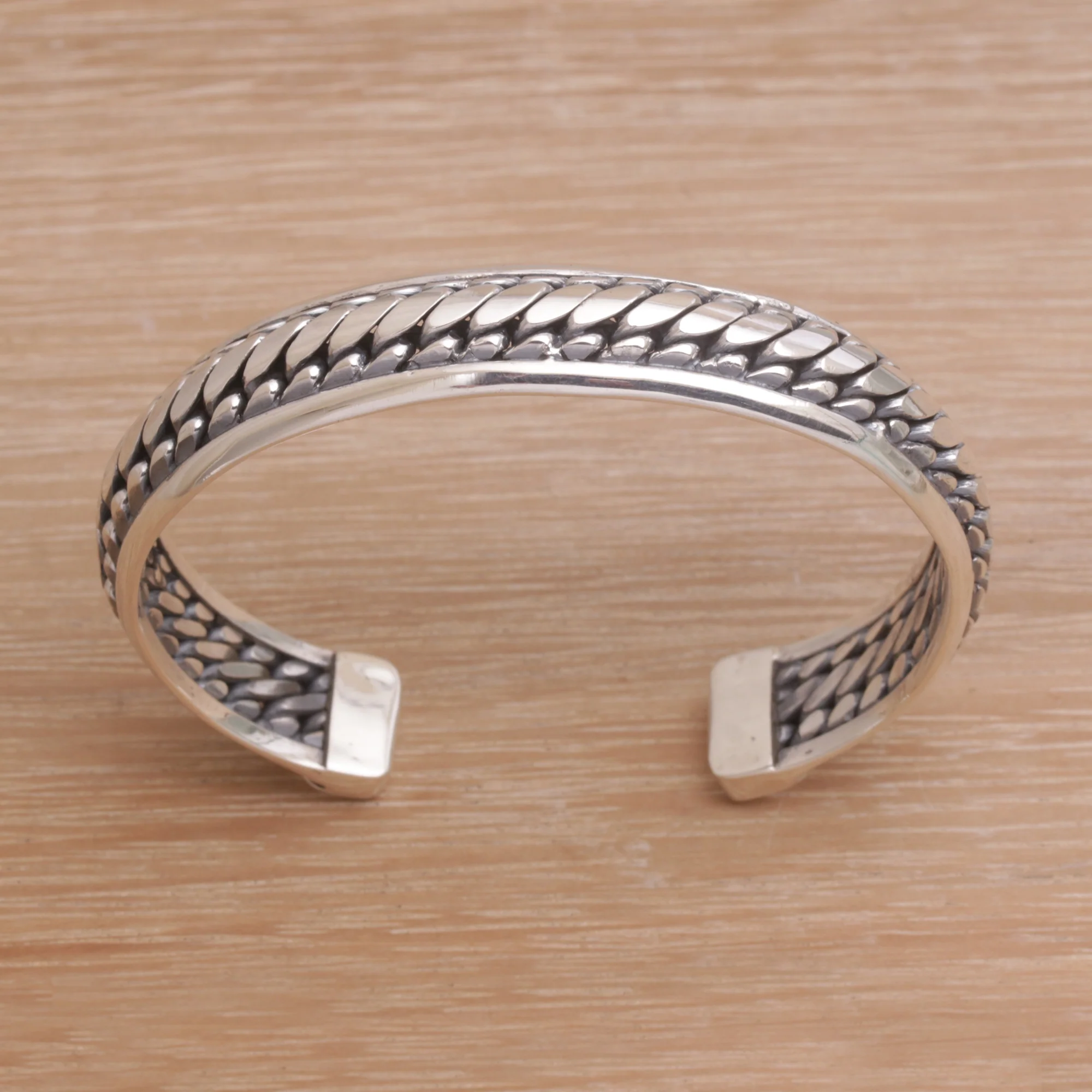 Eternity Bond Sterling Silver Cuff Bracelet Handcrafted in Bali - Image 5