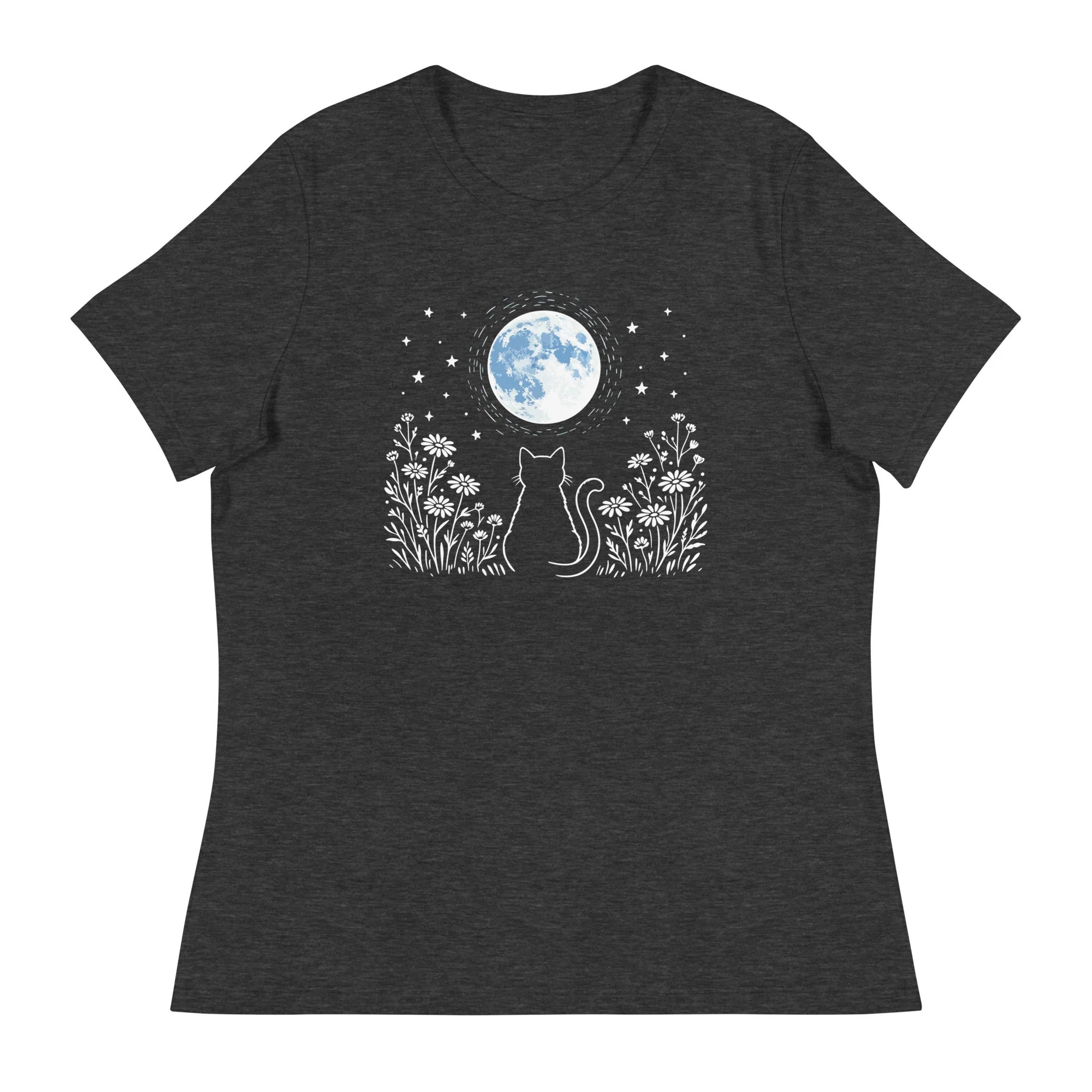 Eve of Summer Cat & Moon Women's Relaxed T-Shirt - Image 4