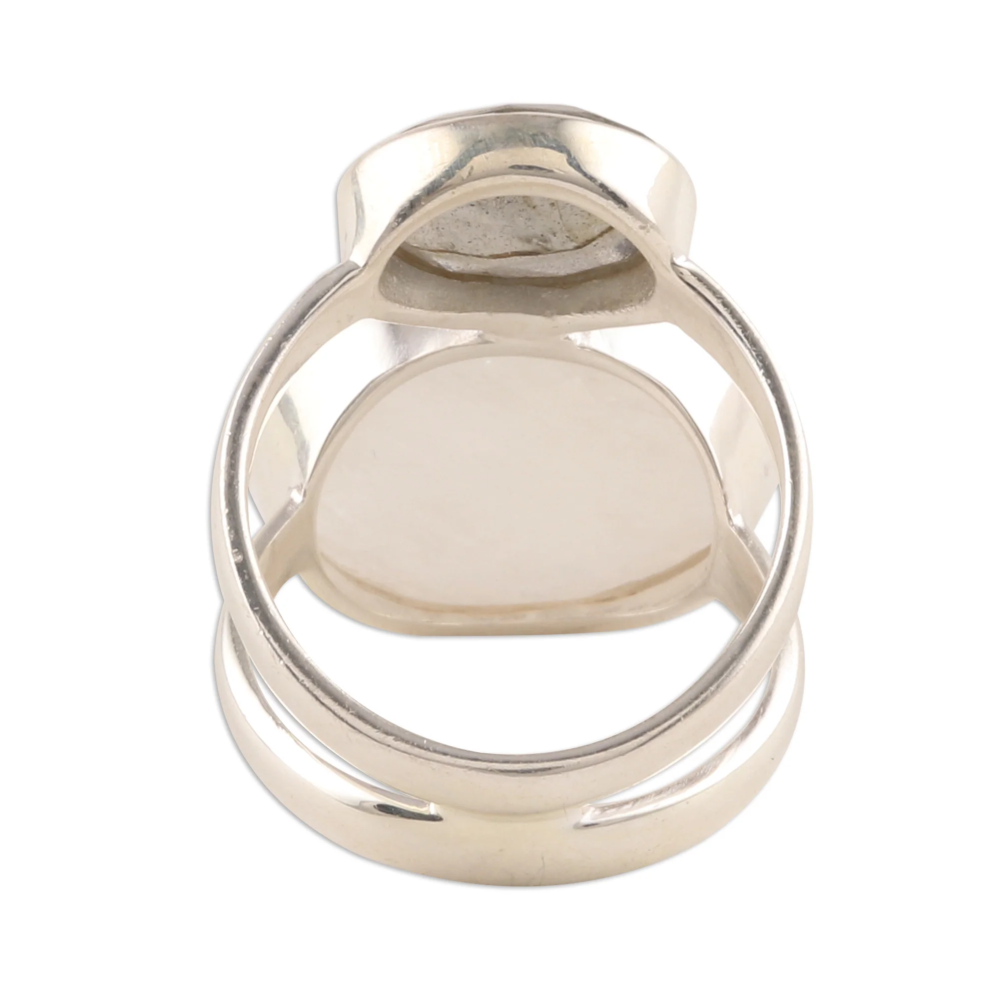 Evening Elegance Rainbow Moonstone and Labradorite Cocktail Ring from India - Image 5