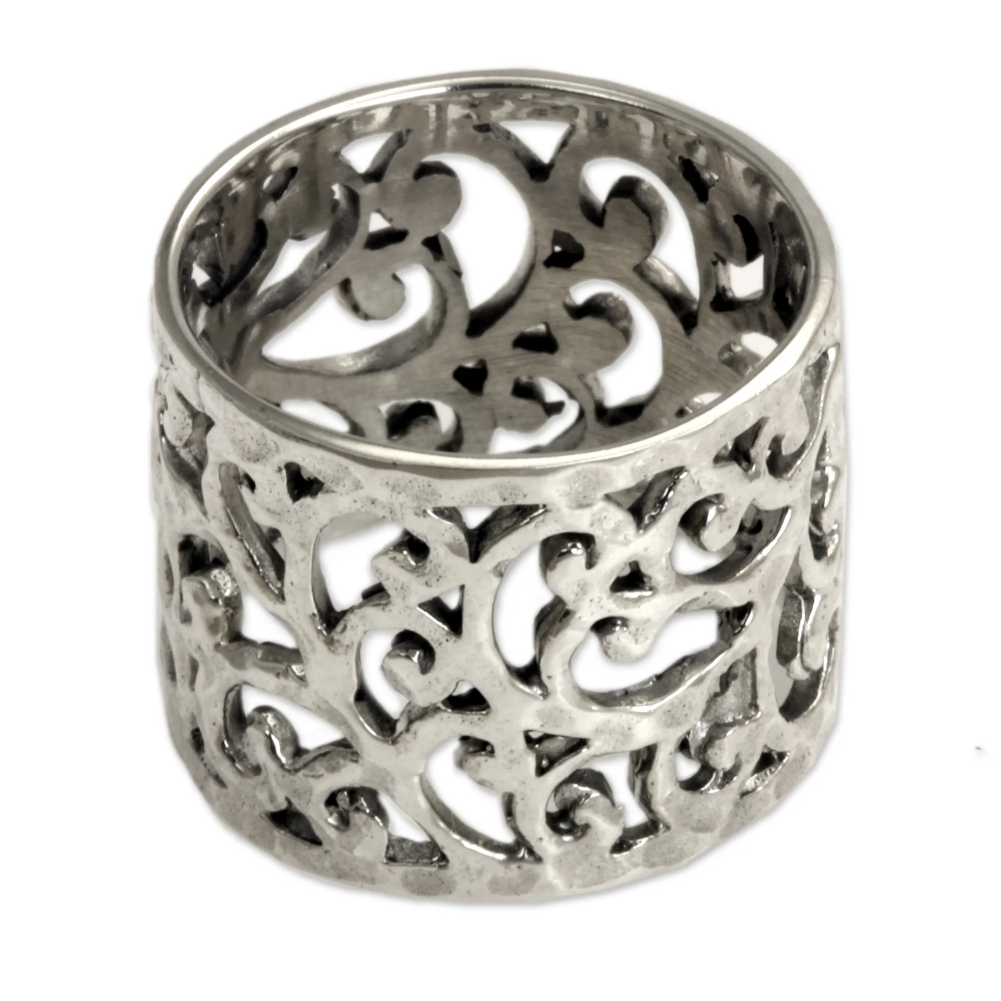 Exotic Bali Silver Floral Band Ring - Image 3