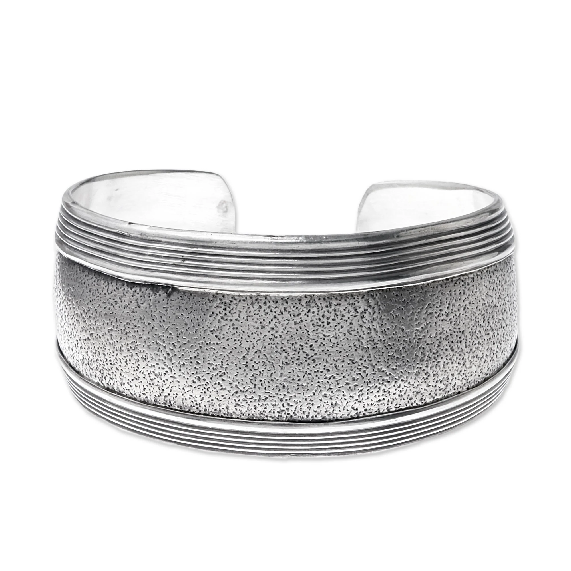 Exotic Patterns Hill Tribe Crafted 925 Sterling Silver Cuff Bracelet - Image 2