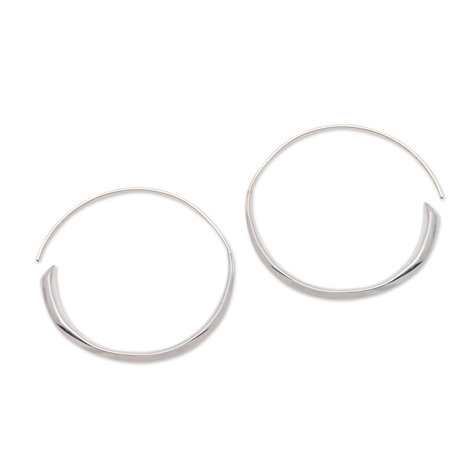 Expanding Beauty Handcrafted Sterling Silver Half-Hoop Earrings from Bali - Image 2