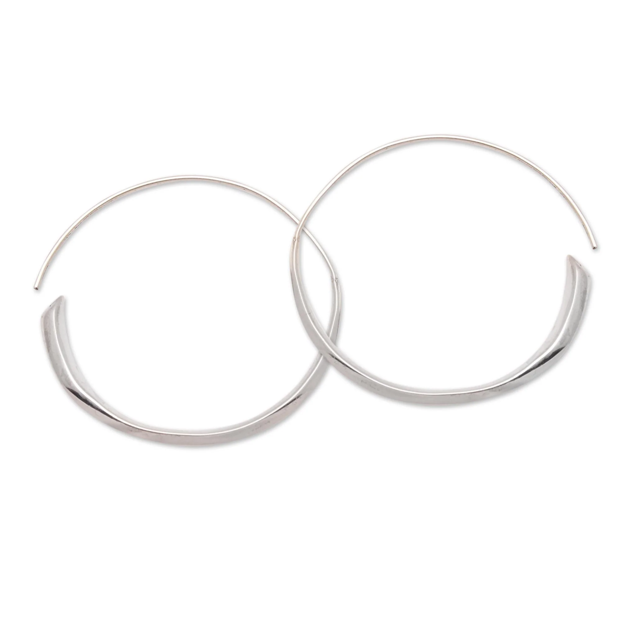 Expanding Beauty Handcrafted Sterling Silver Half-Hoop Earrings from Bali - Image 4