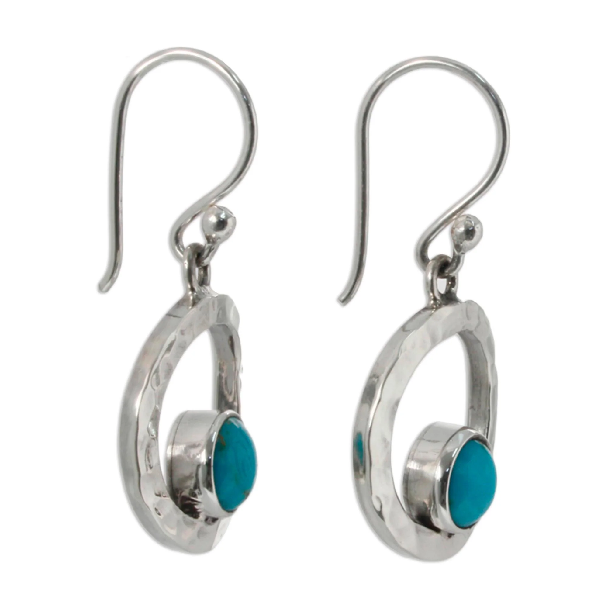 Eye of the Sea Handcrafted Modern Fine Silver and Natural Turquoise Earring - Image 4