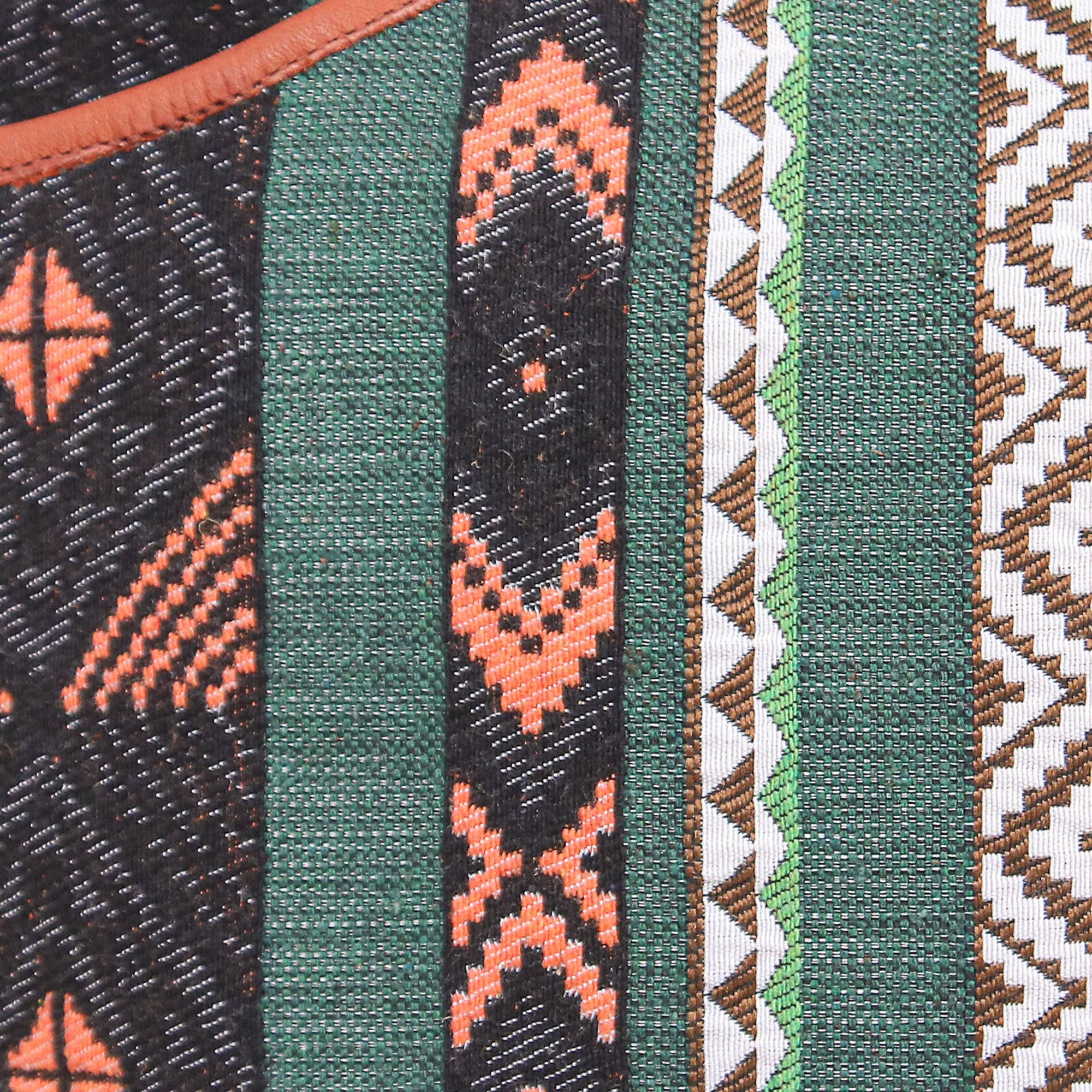 Fabled Land in Green Leather-Accented Sling Bag with Geometric Motif - Image 4