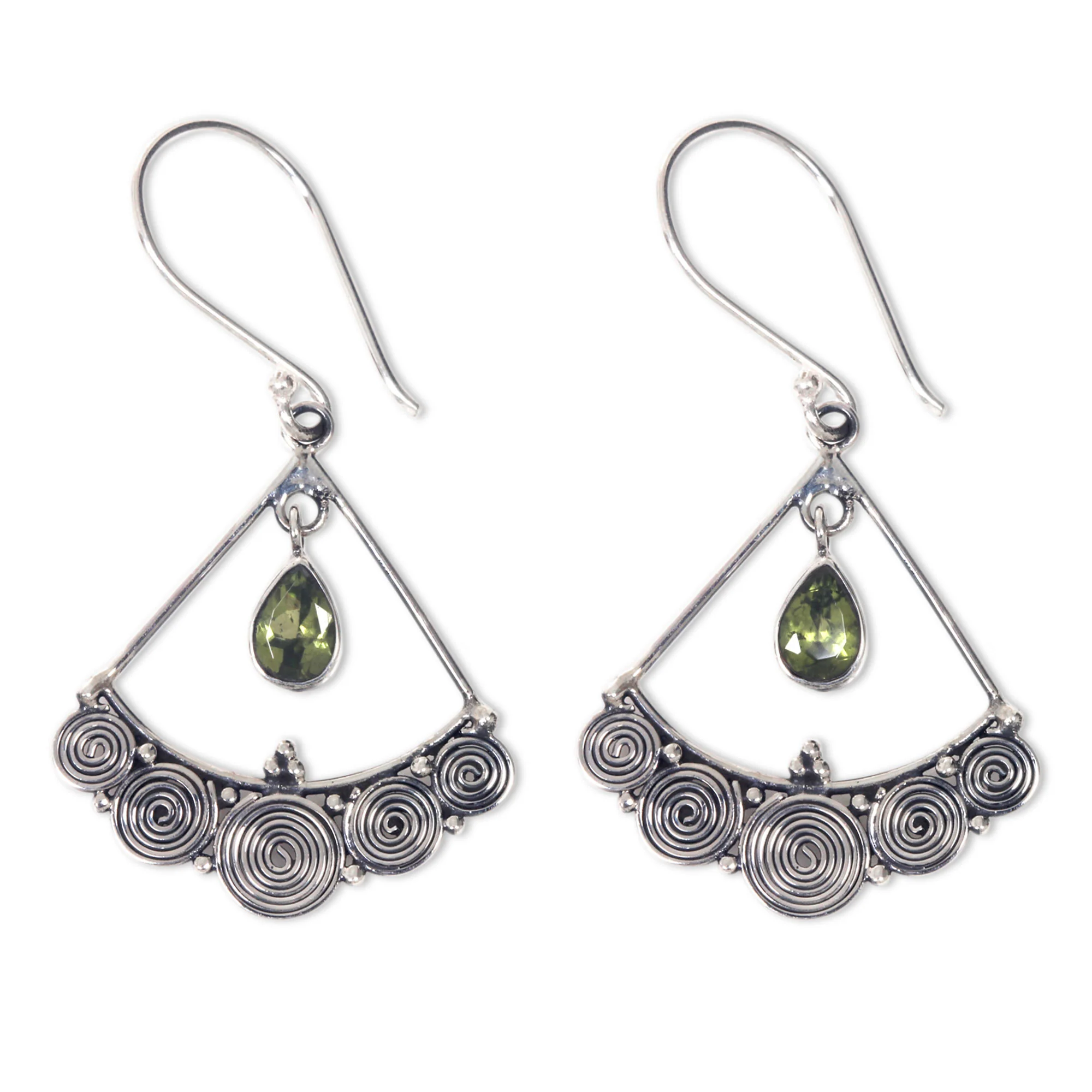 Fabulously Feminine Sterling Silver Chandelier Earrings with Peridot - Image 2
