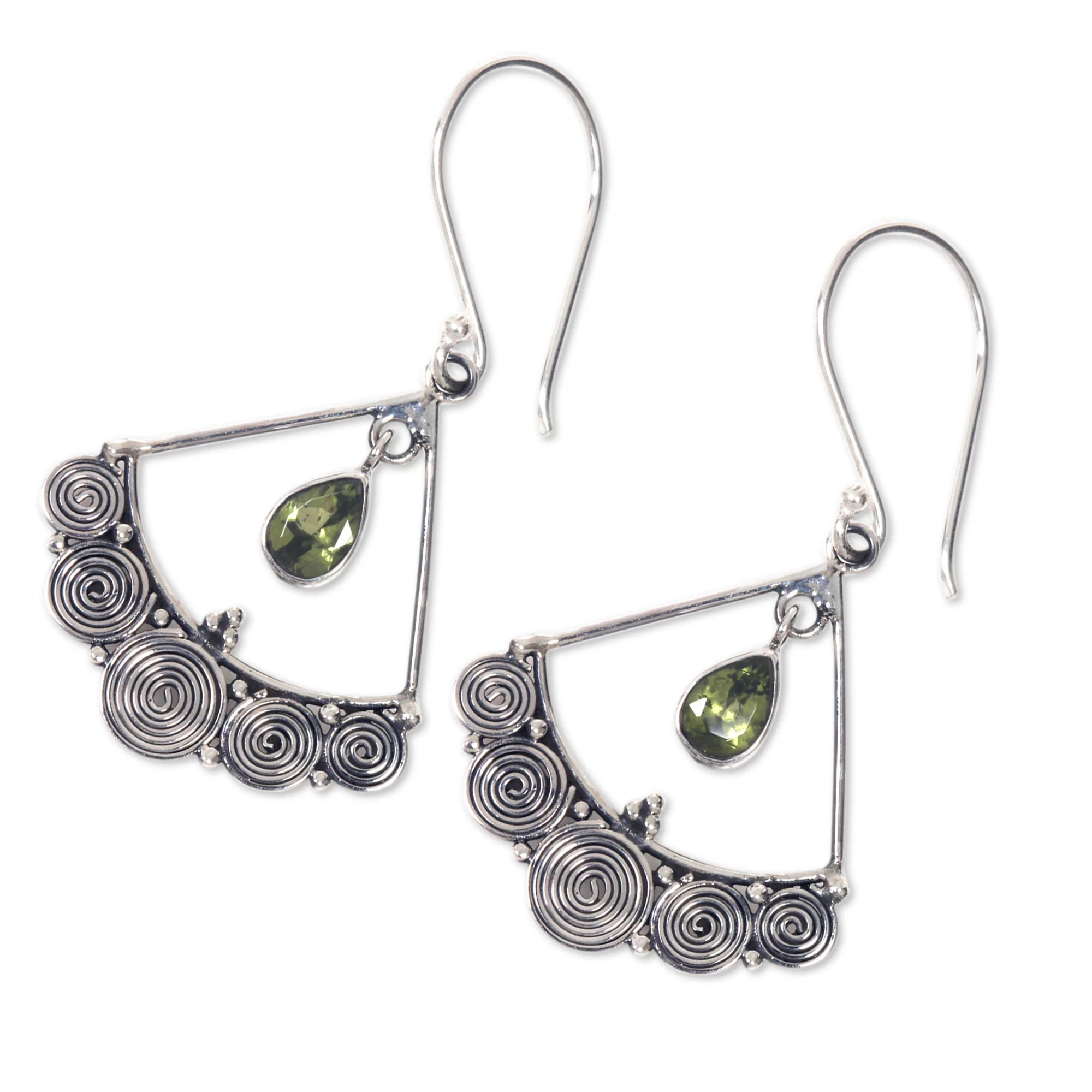 Fabulously Feminine Sterling Silver Chandelier Earrings with Peridot - Image 3