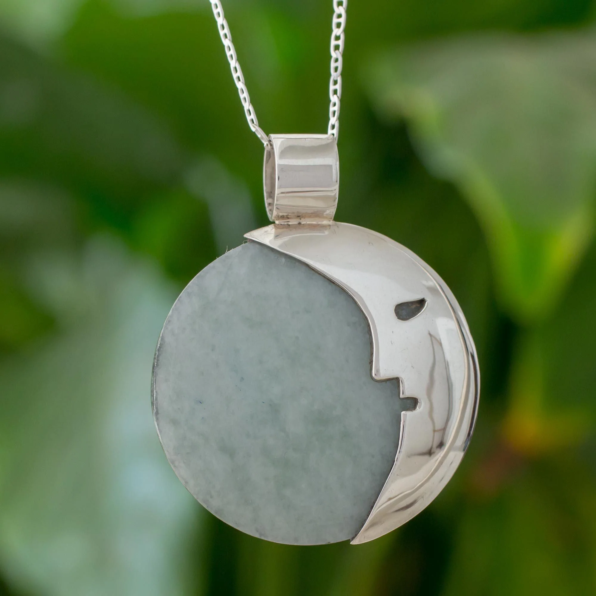 Face of the Moon Jade Pendant Necklace - Image 2