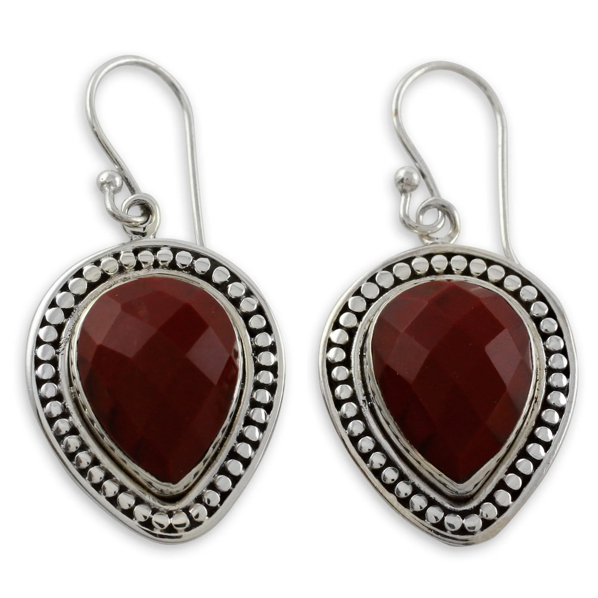 Facets of Fire Faceted Red Jasper Dangle Earrings - Image 2