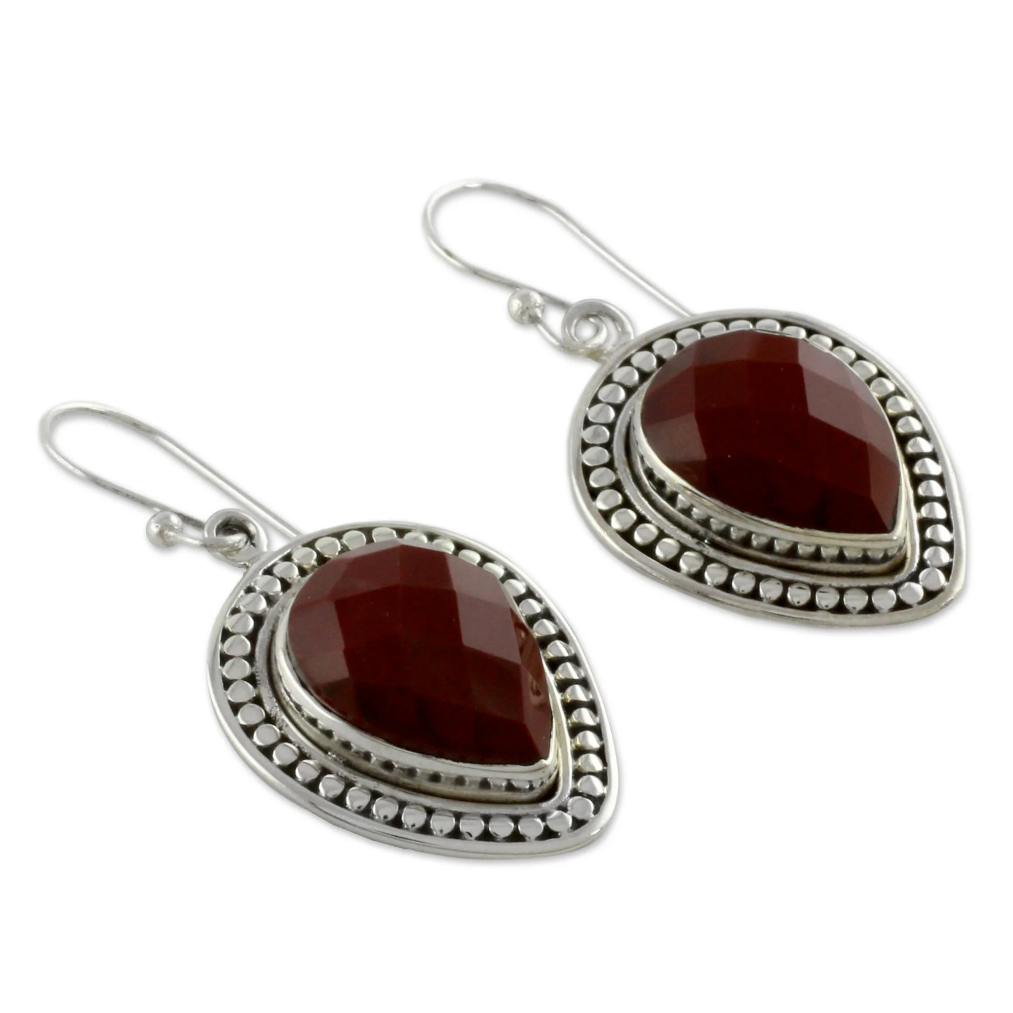 Facets of Fire Faceted Red Jasper Dangle Earrings - Image 3