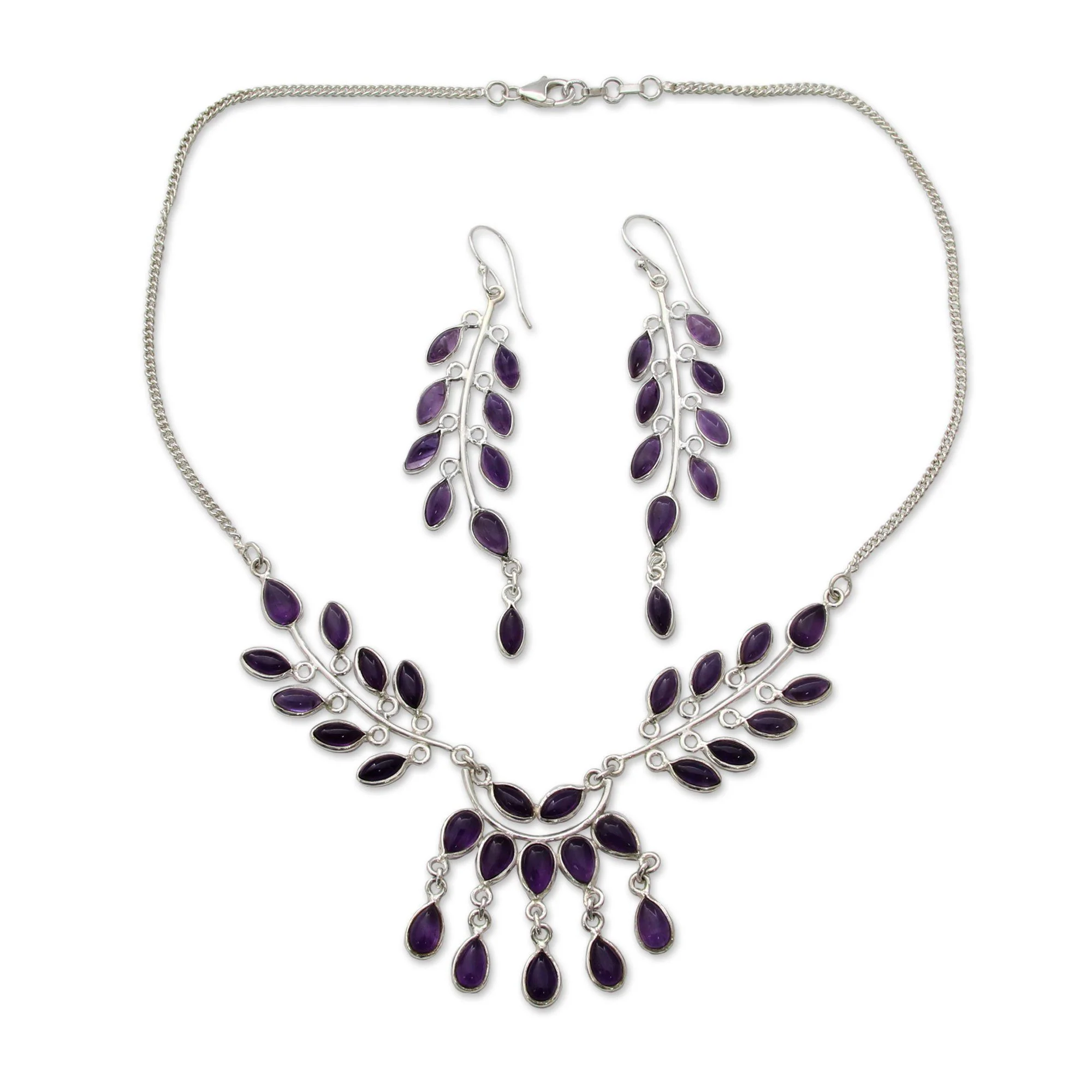Falling Leaves Amethyst & Sterling Silver Jewelry Set - Image 2
