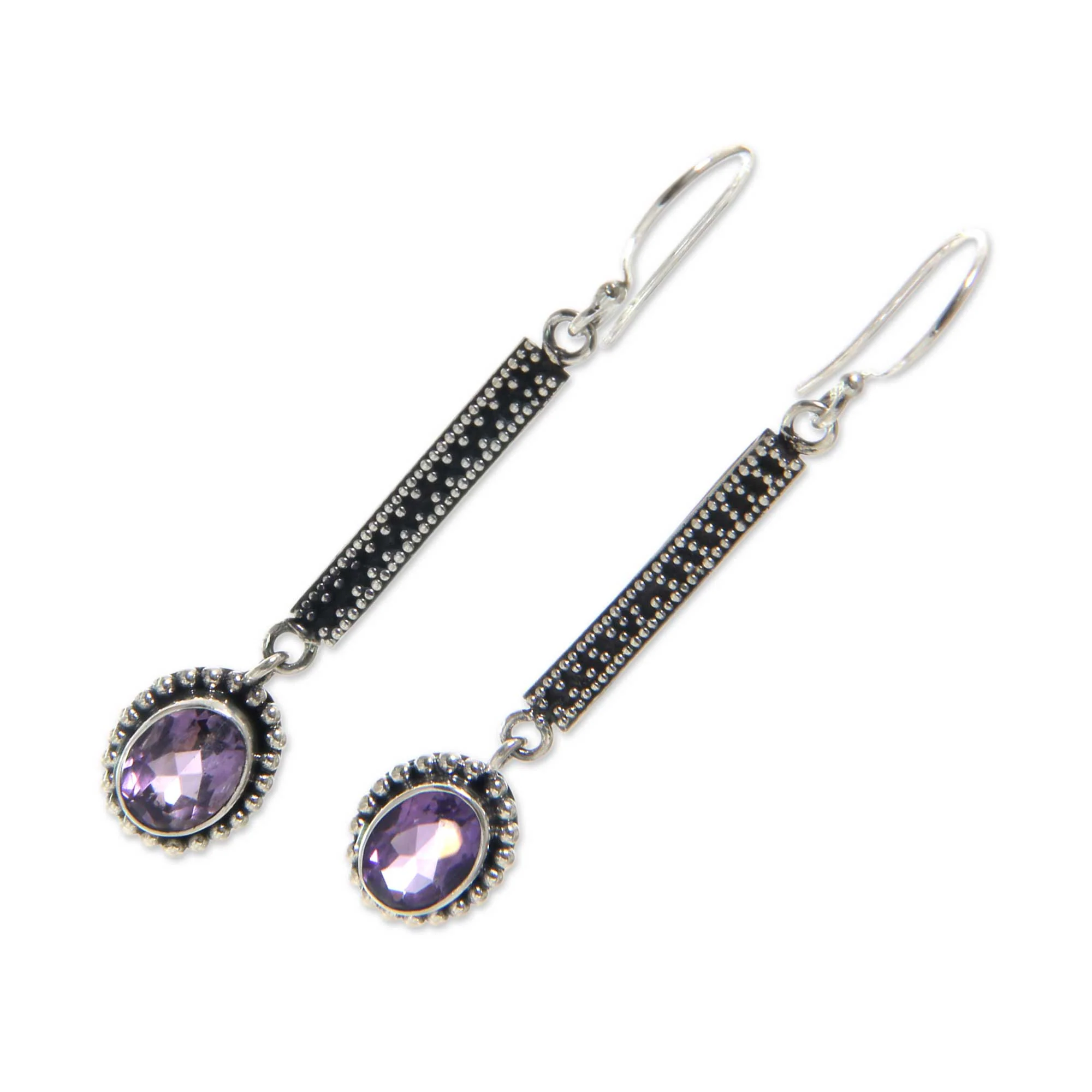 Falling Raindrops Amethyst Earrings - Image 3