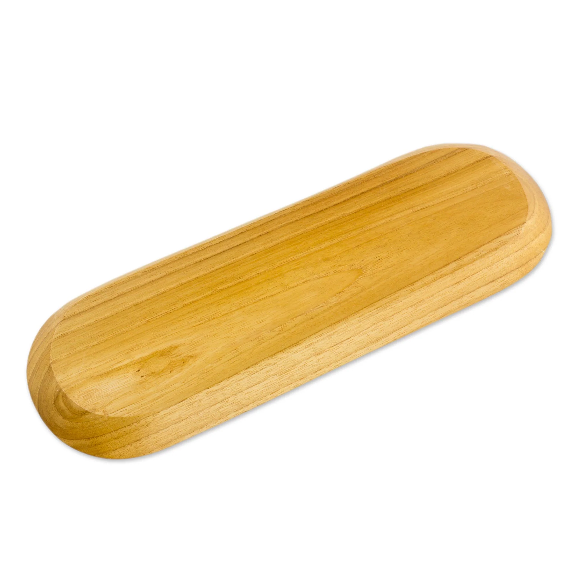 Family Style Handcrafted Natural Grain Teak Wood Long Serving Tray - Image 5