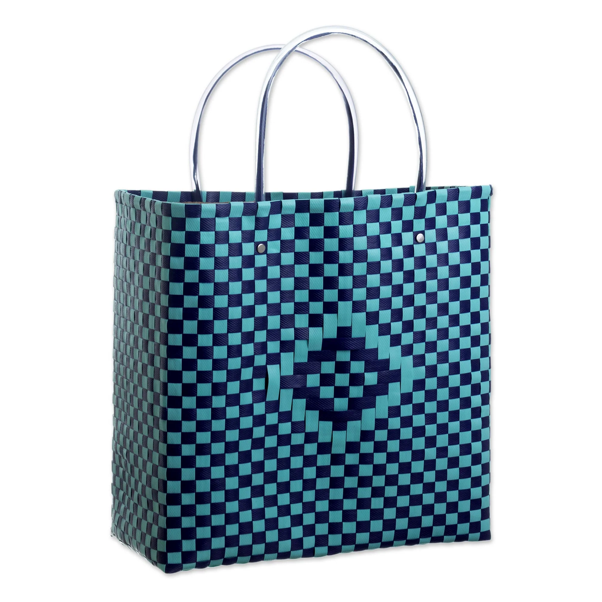 Farmer's Market Blue Recycled Woven SHopping bag - Image 2