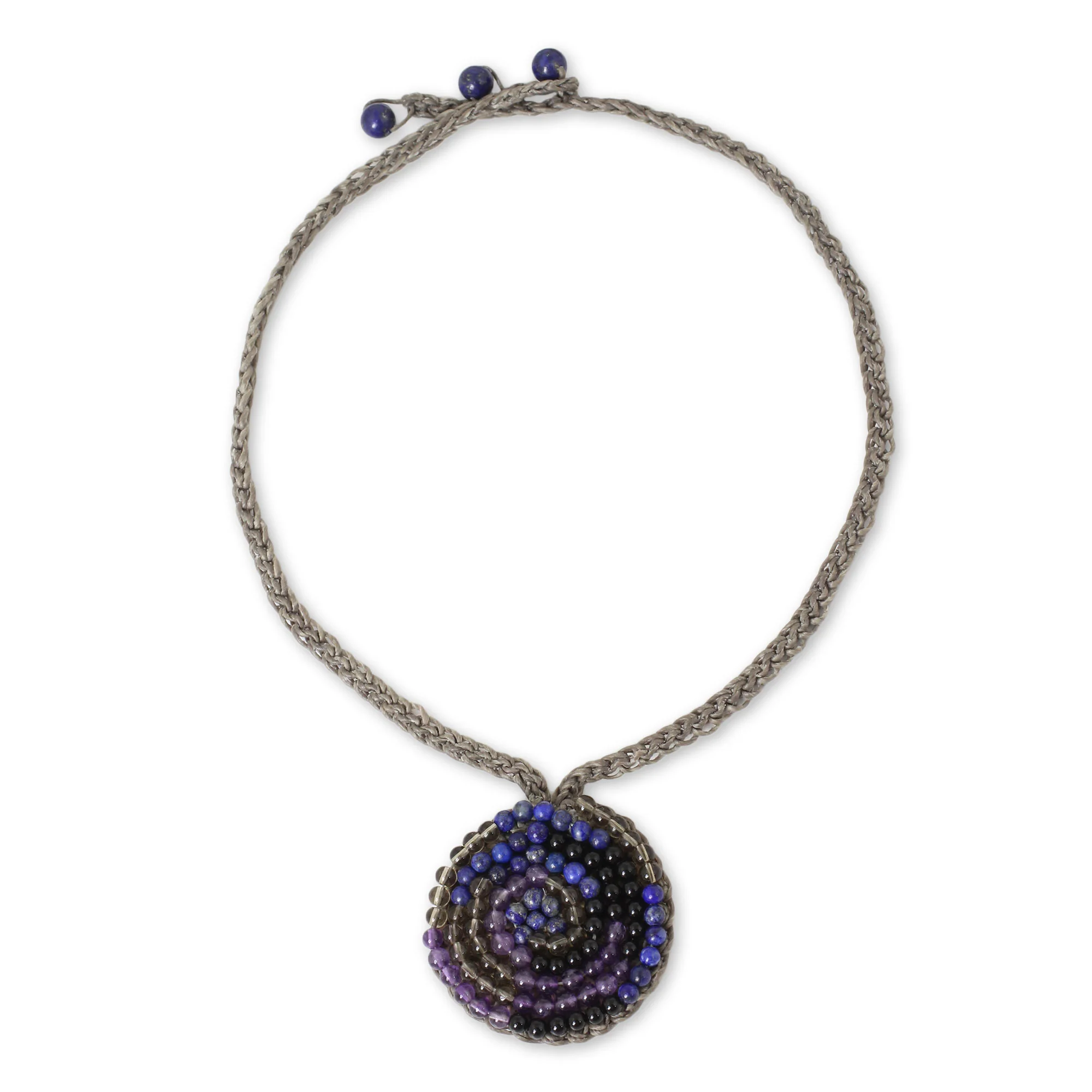 Fascinate Me Spiral Pendant Necklace with Lapis Lazuli and Amethyst - Image 2