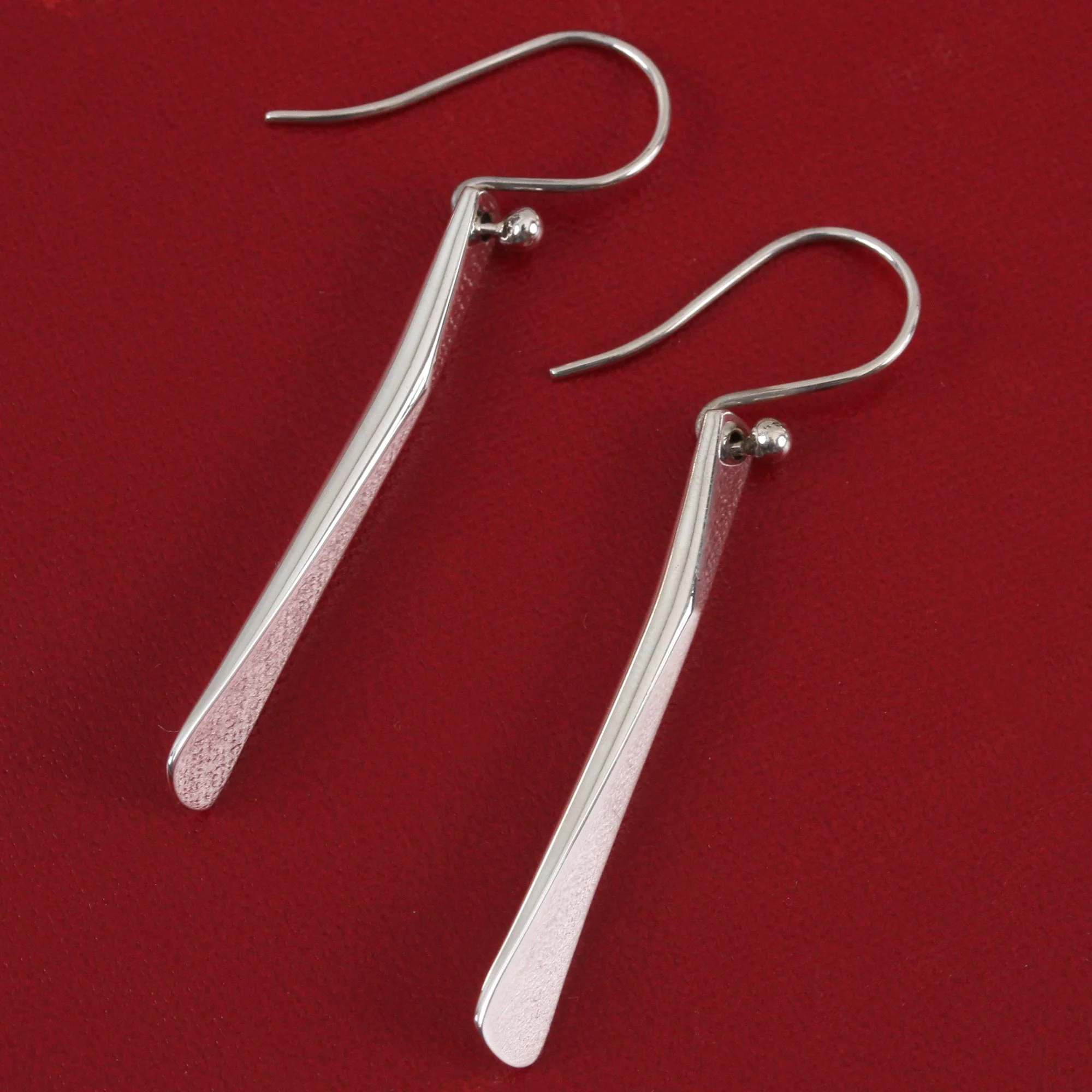 Fascinating Blades Modern Sterling Silver Dangle Earrings from Mexico - Image 3