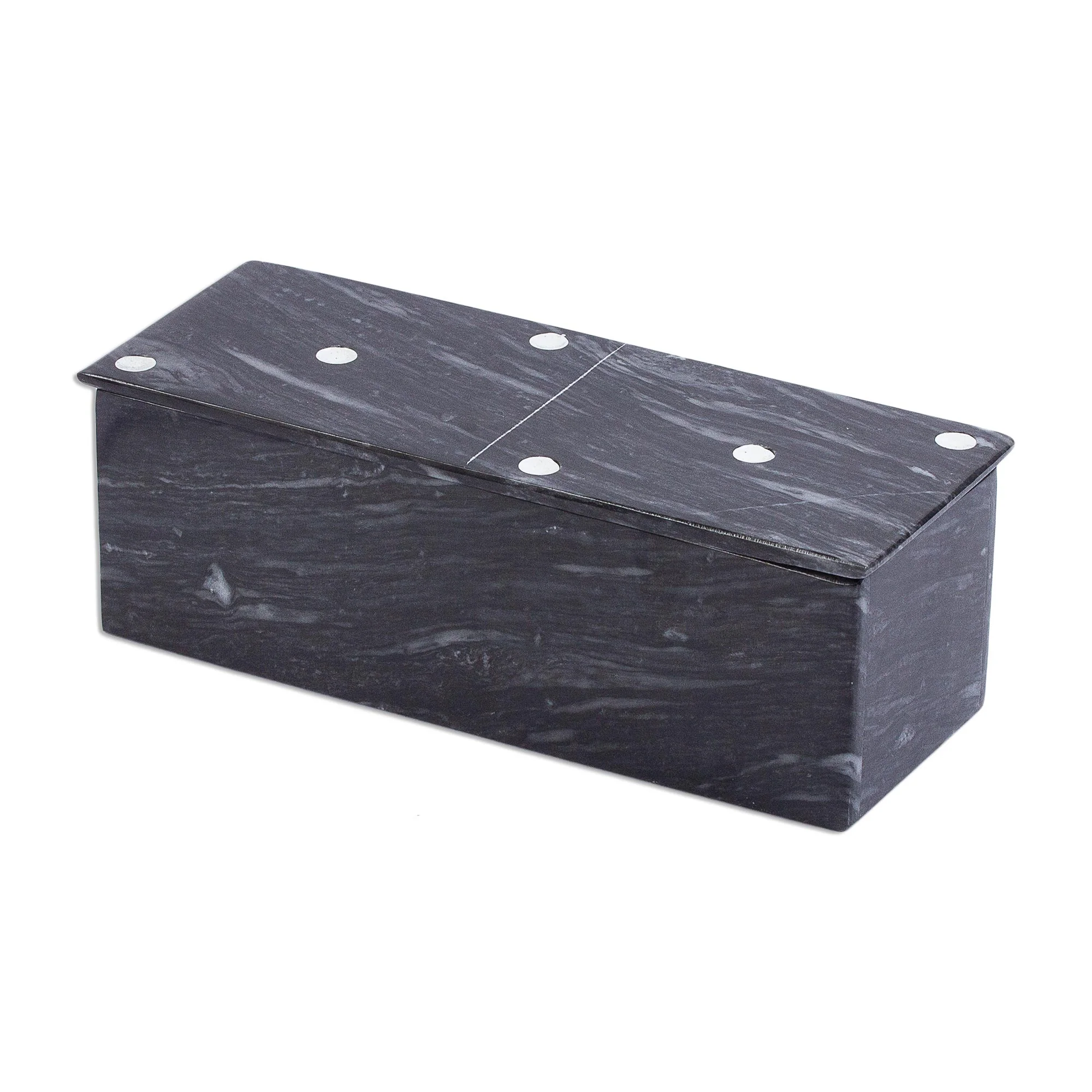 Fascinating Challenge Dark Grey Marble Domino Set with Storage Box (9 Inch) - Image 2