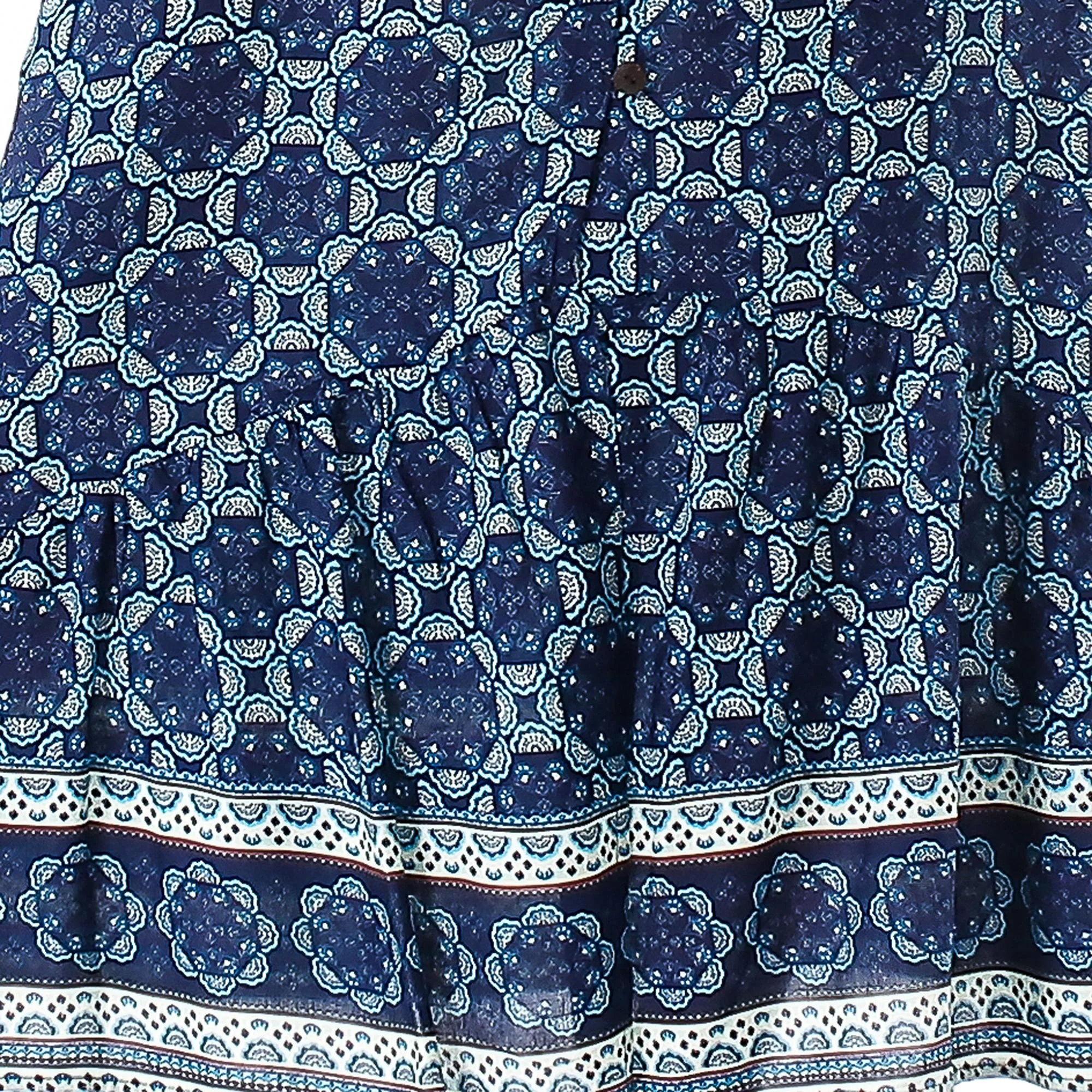 Fascinating Evening Floral Motif Rayon Skirt in Blue from Thailand - Image 5