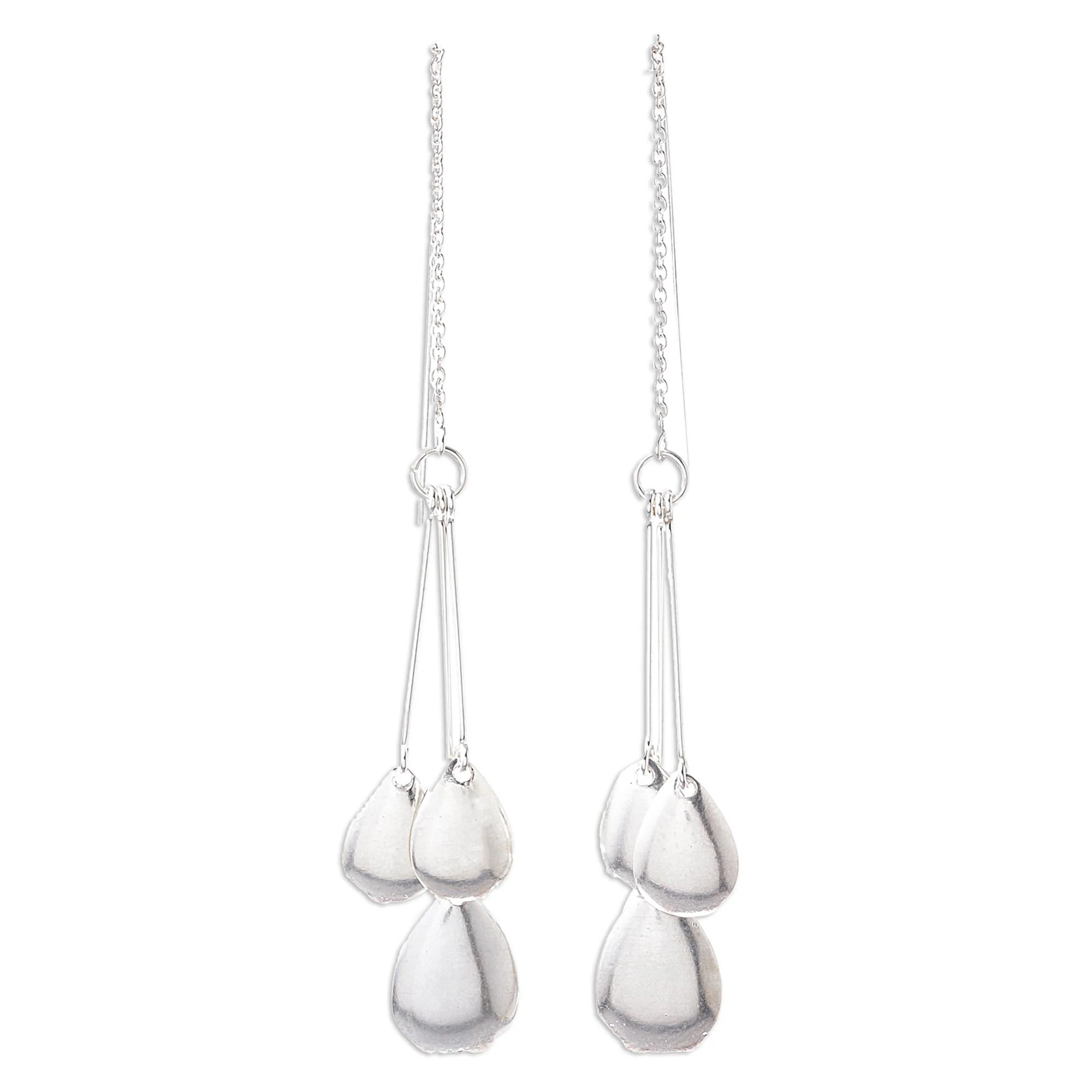 Fashionable Drops Drop-Pattern Sterling Silver Dangle Earrings from Thailand - Image 2