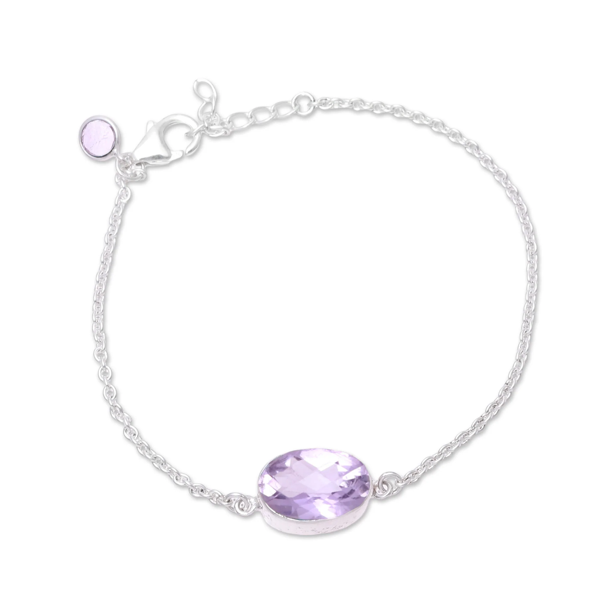Fashionable Sparkle Faceted Amethyst Pendant Bracelet from India - Image 4