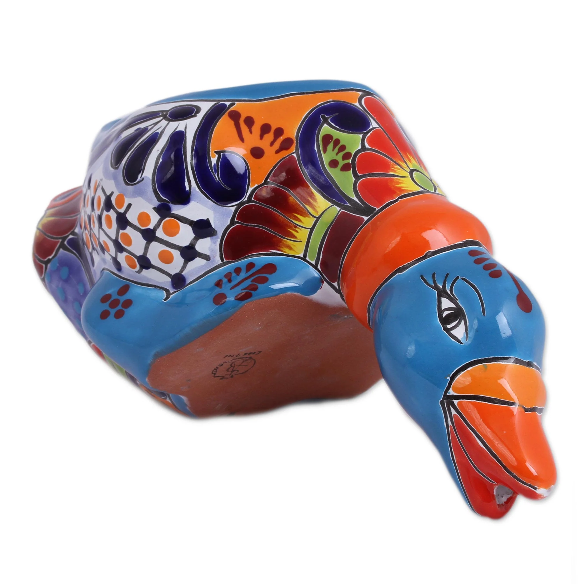 Feeding Duck Hand-Painted Ceramic Duck Flower Pot from Mexico - Image 4