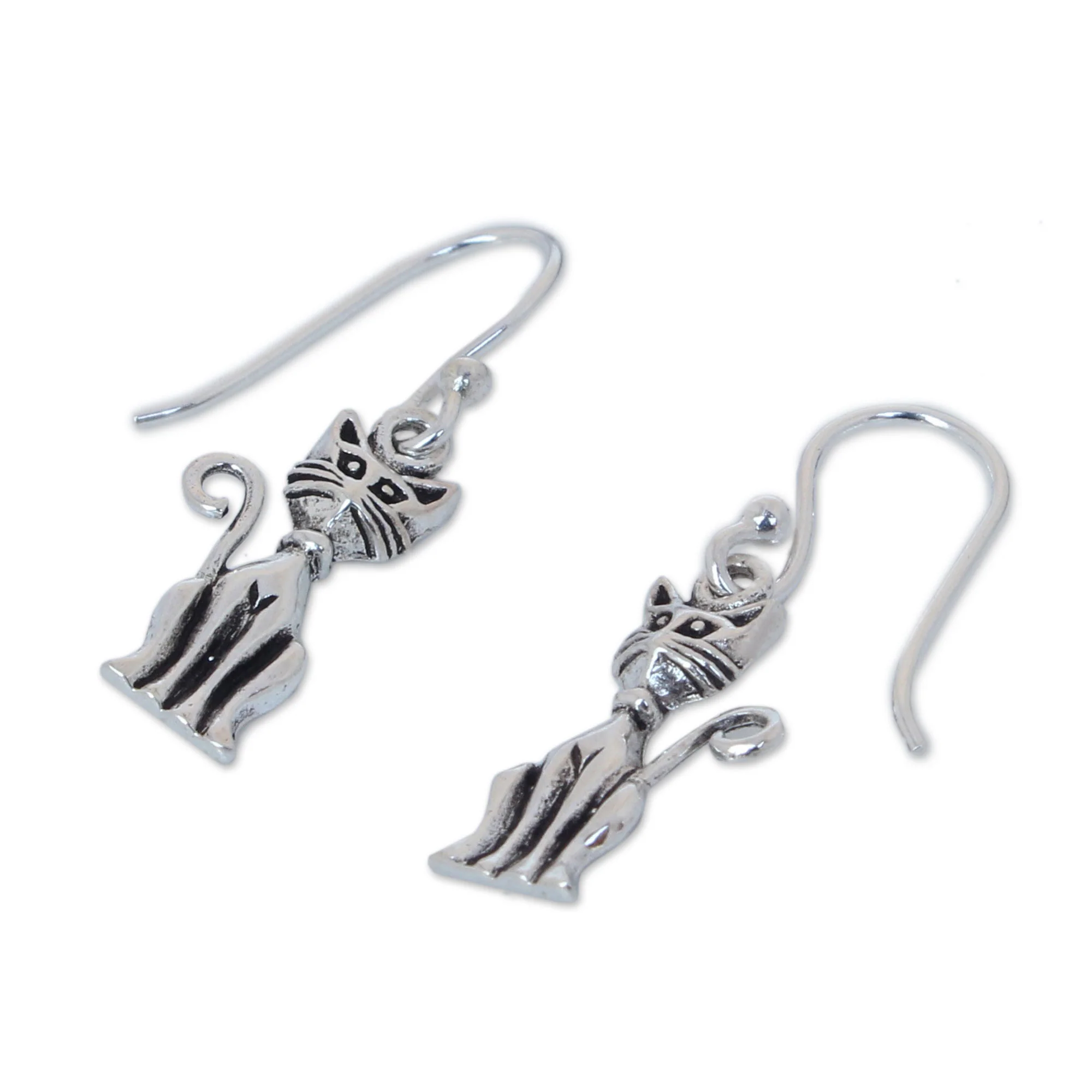 Feline Fantasy Sterling Silver Dangle Earrings - Image 3