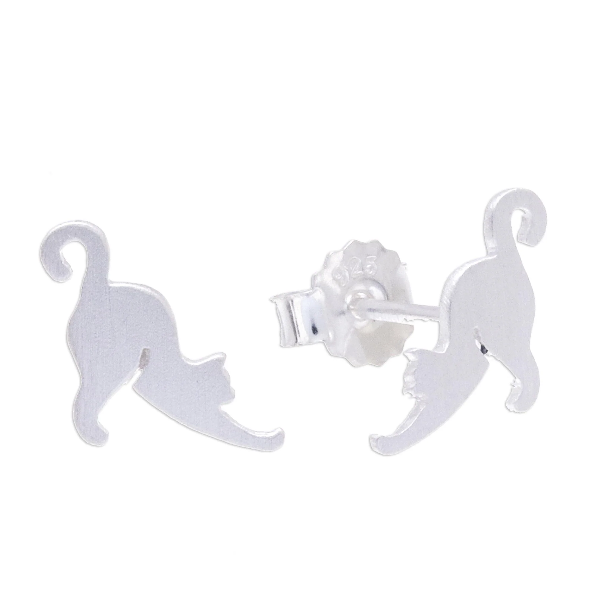 Feline Stretch Sterling Silver Earrings - Image 4