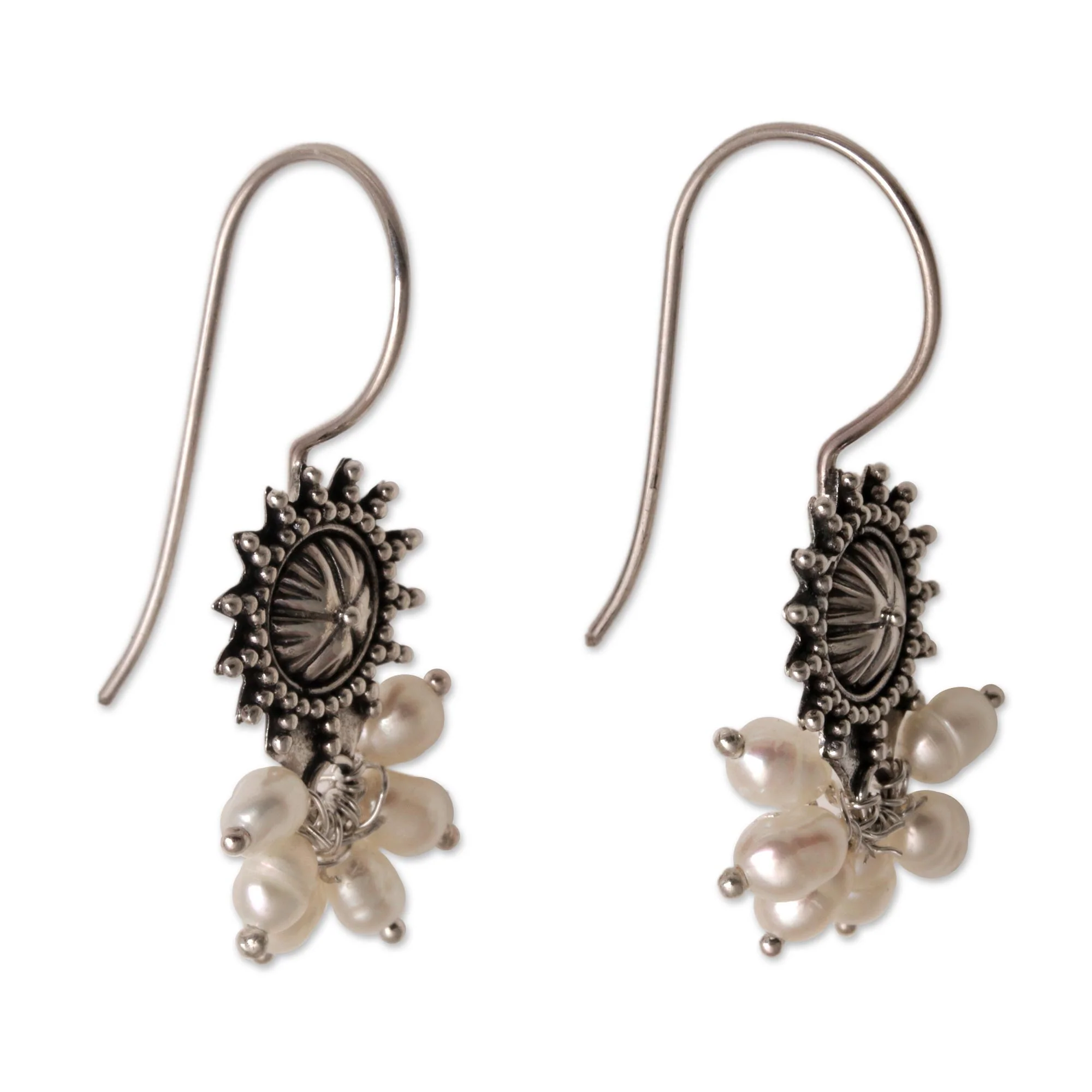 Femme Fatale Artisan Crafted Sterling Silver and Pearl Earrings - Image 4