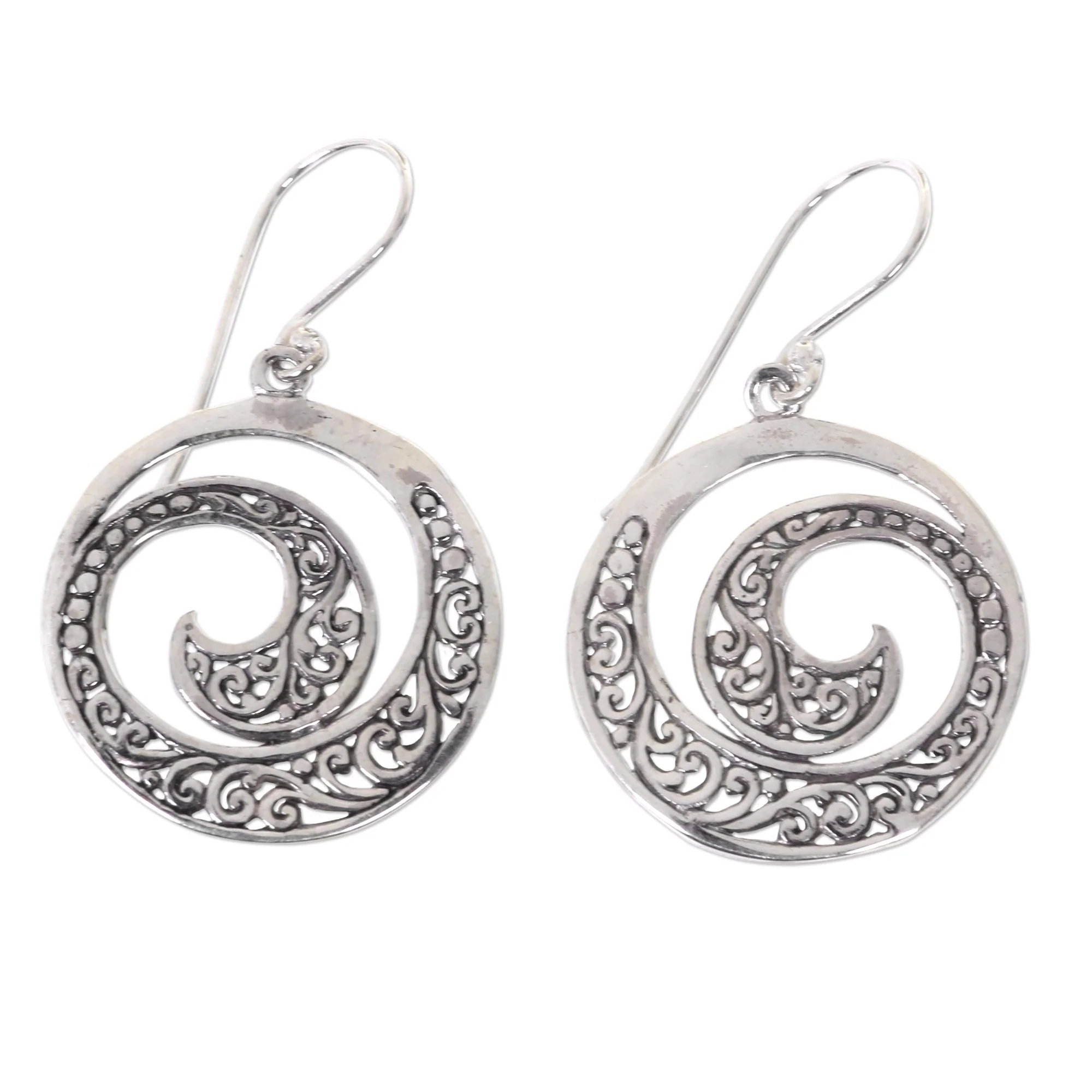 Ferns in Moonlight Sterling Dangle Earrings - Image 2