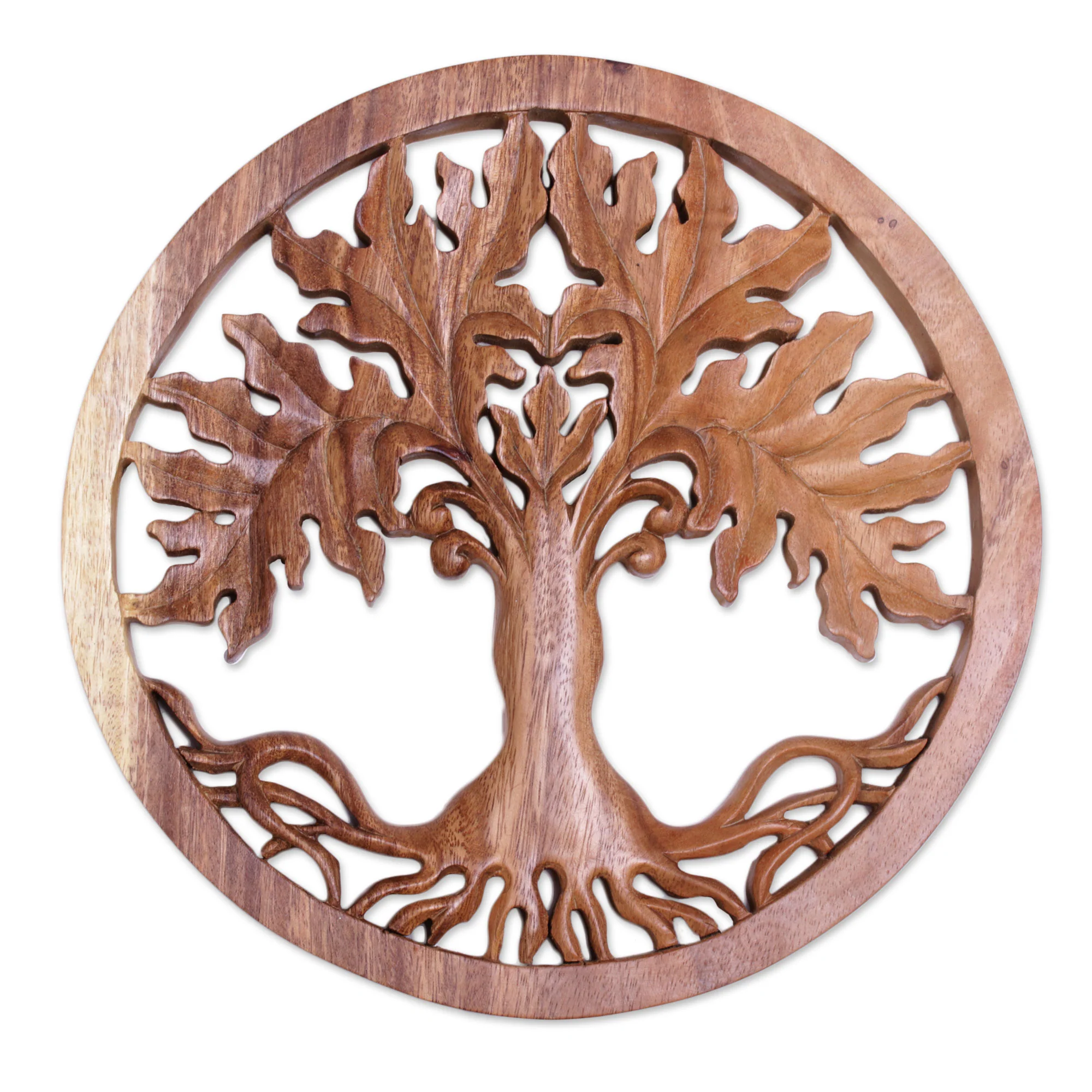Fertility Tree Hand Crafted Suar Wood Tree Wall Relief Pandel from Bali - Image 2