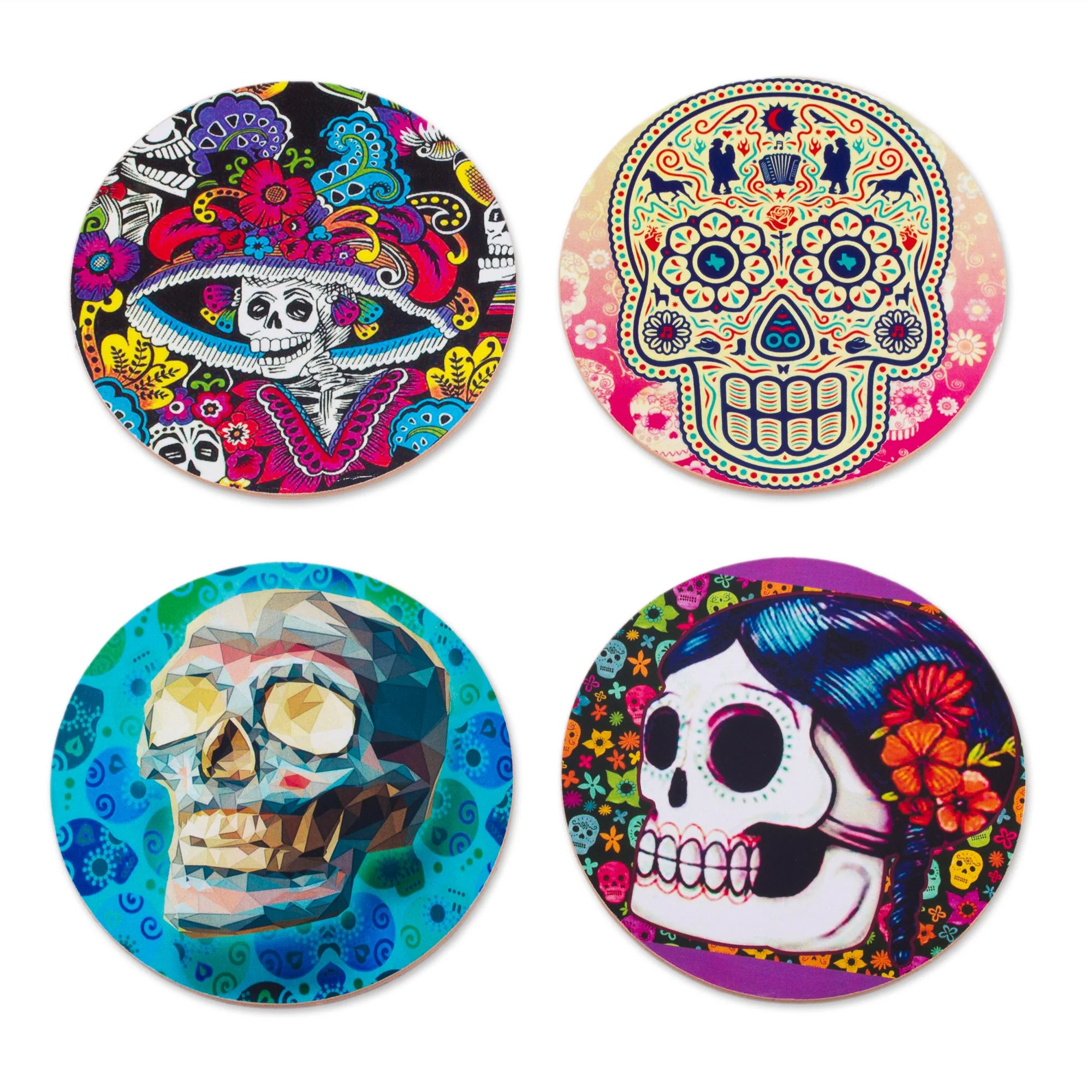 Festival of the Dead Day of the Dead Decoupage Coasters and Stand (Set of 4) - Image 2