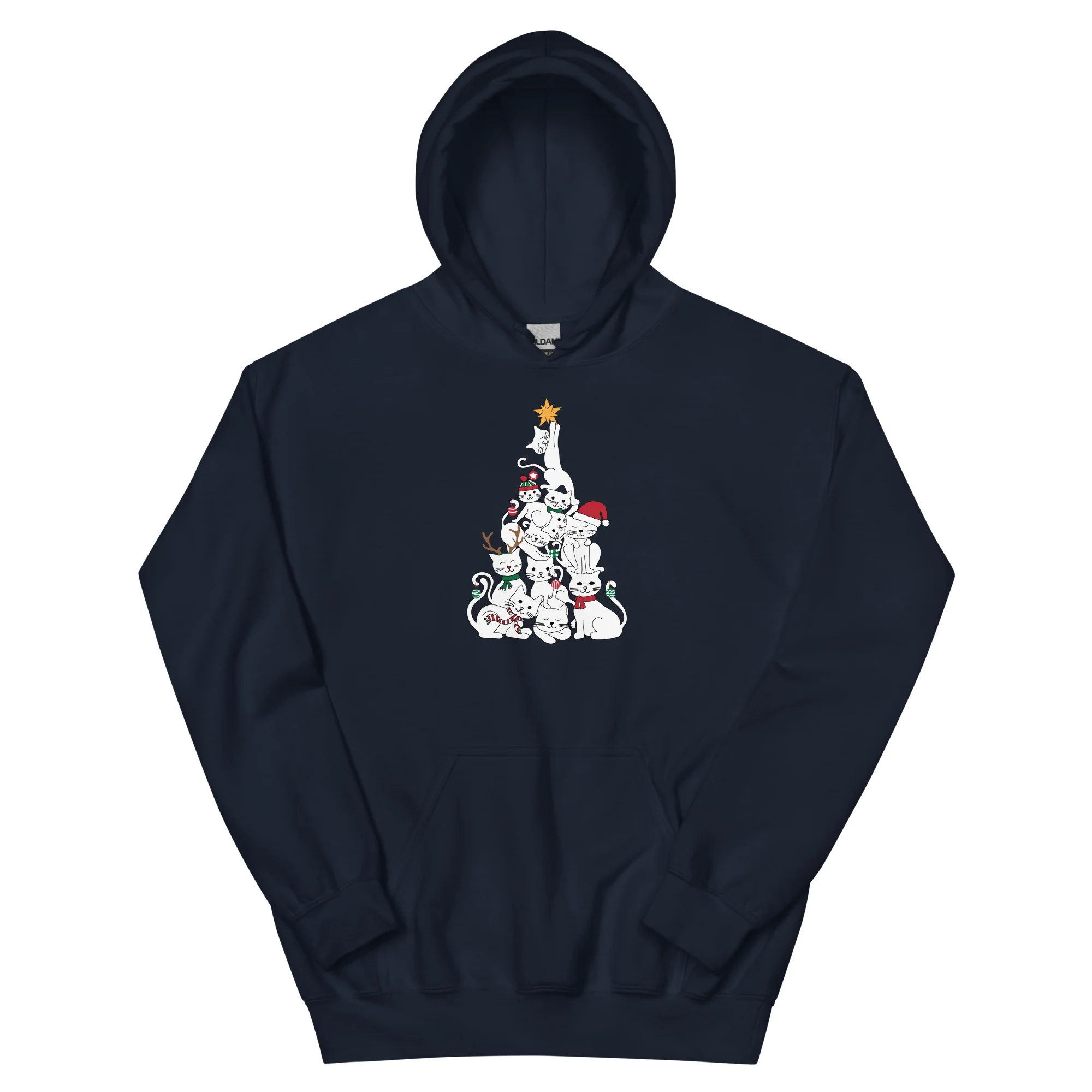 Festive Cats Christmas Tree Hoodie - Image 4