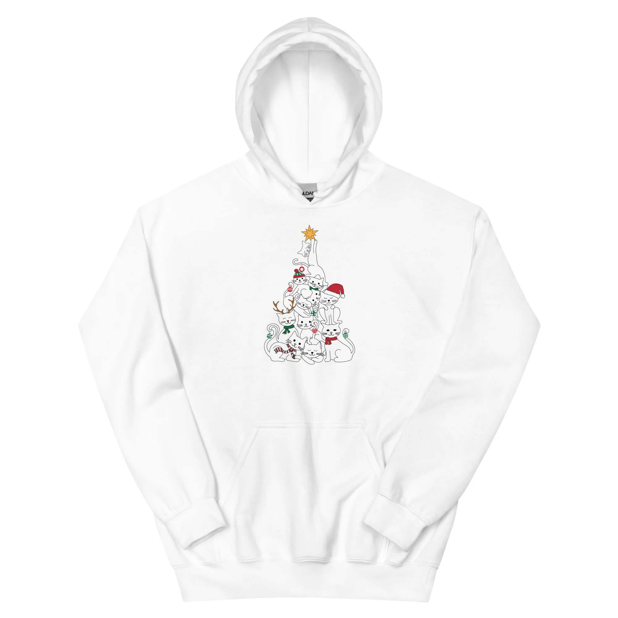 Festive Cats Christmas Tree Hoodie - Image 7