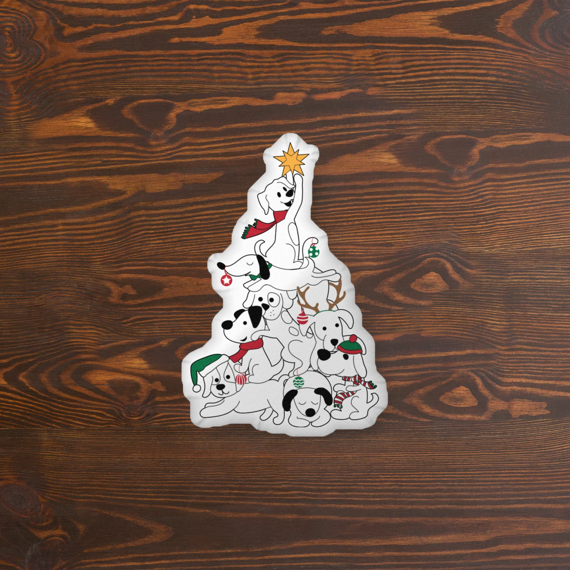 Festive Doggie Christmas Tree Pillow - Image 3