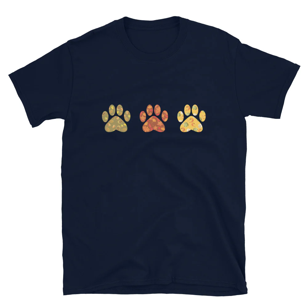 Festive Fall Paw Prints T-Shirt - Image 3