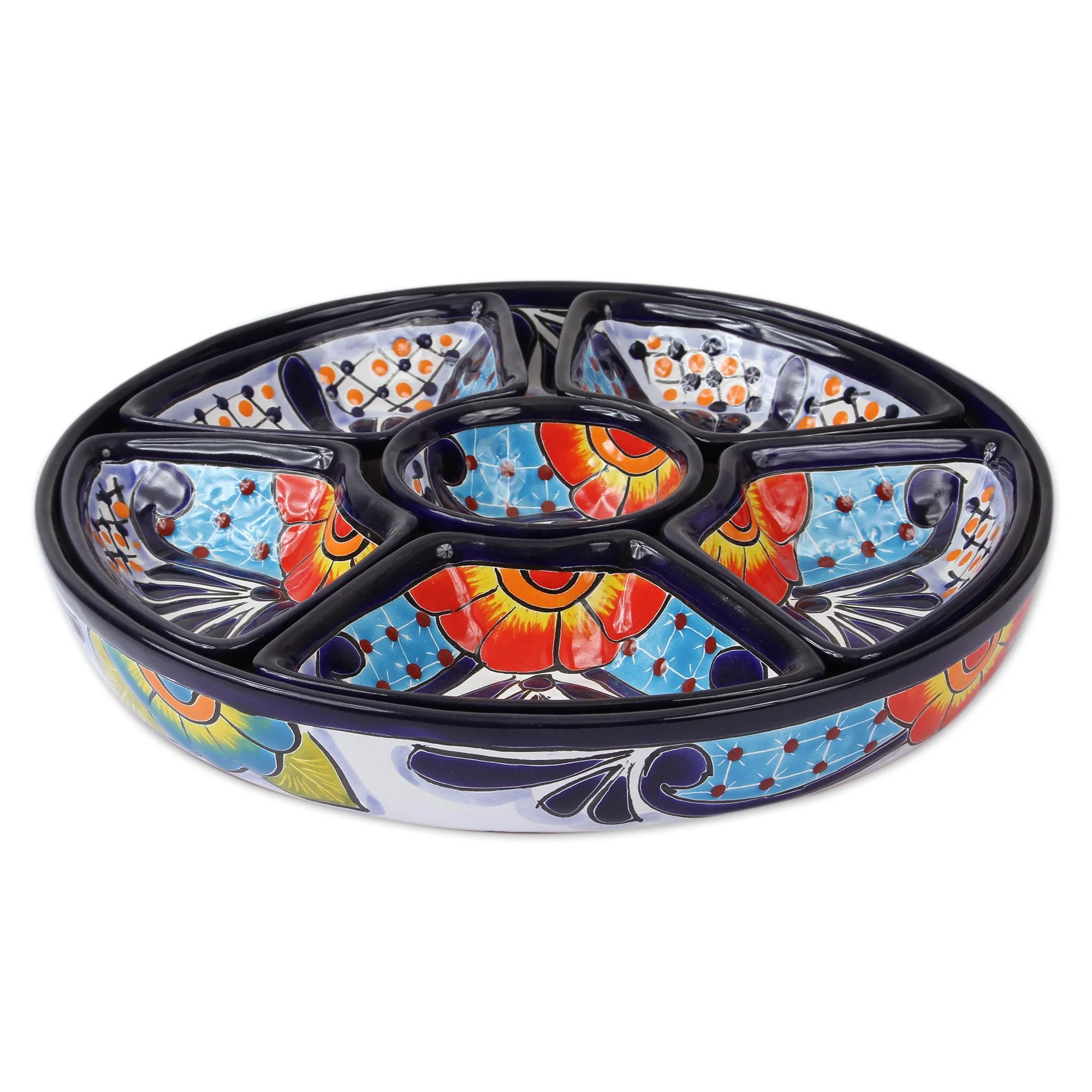 Festive Flowers Talavera Style Appetizer Bowl Set from Mexico (7 Piece) - Image 5
