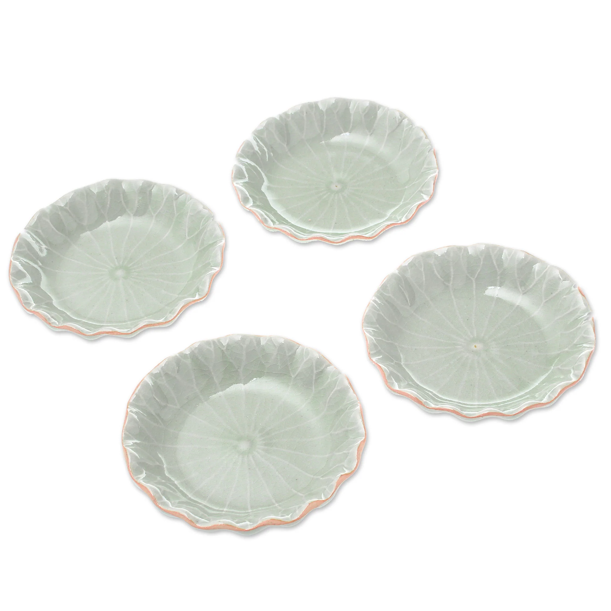 Festive Lotus Lotus Leaf Celadon Ceramic Appetizer Bowls (Set of 4) - Image 2