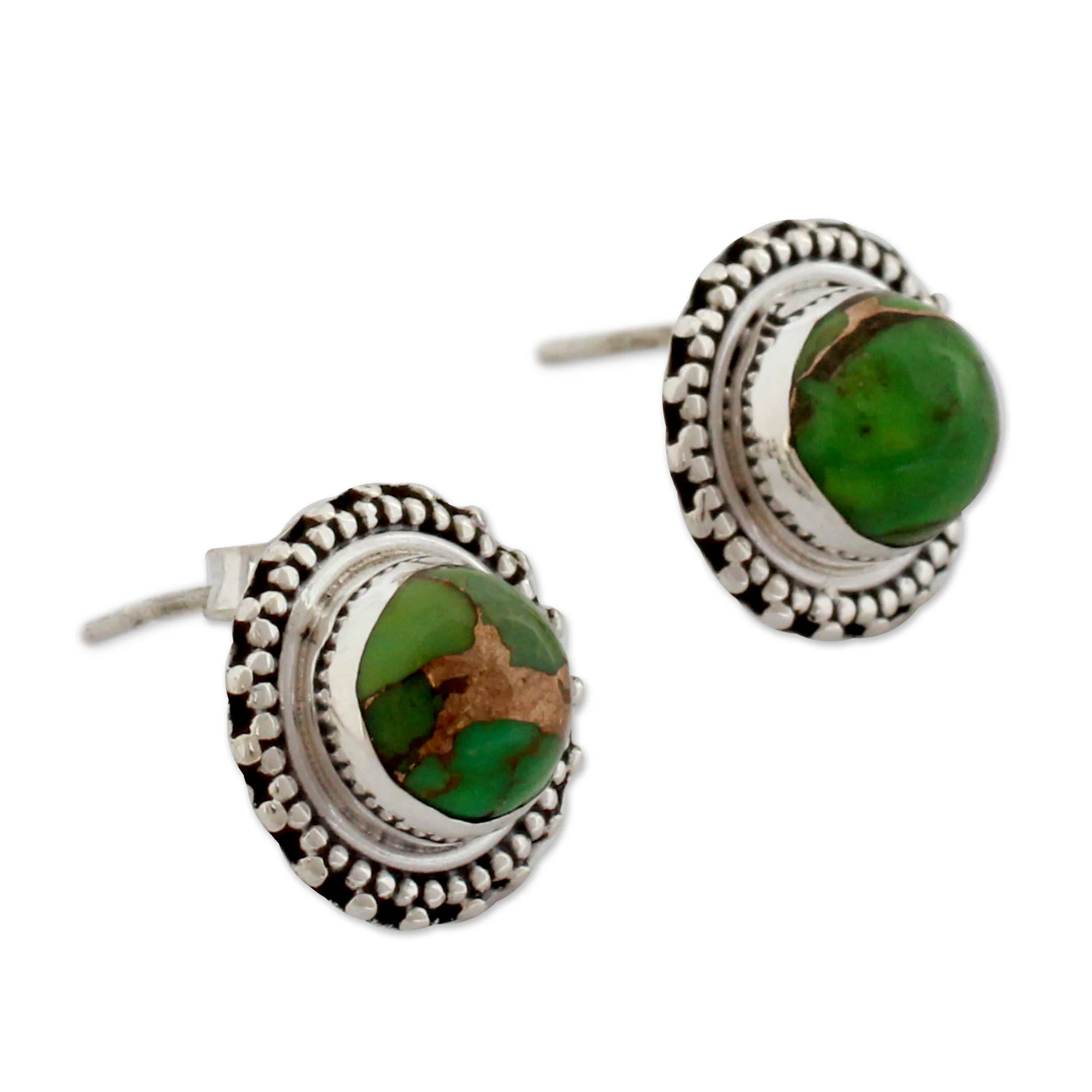 Fields of Summer Sterling Silver Button Earrings India Modern Jewelry - Image 4