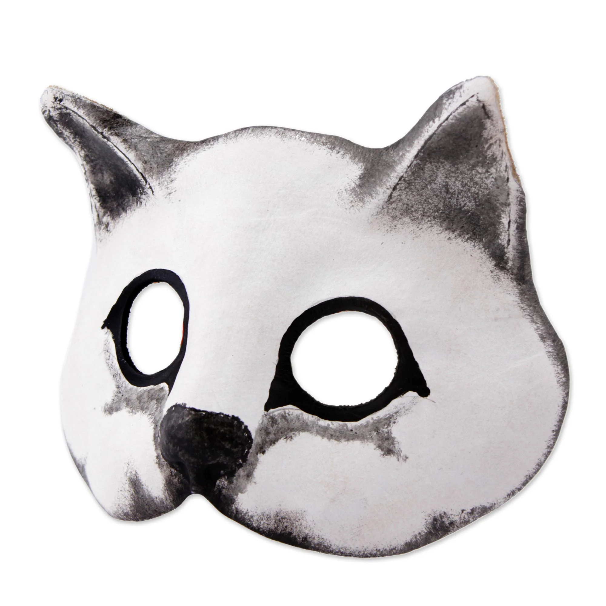 Fierce Cat Handcrafted Painted Leather Cat Mask from Brazil - Image 4