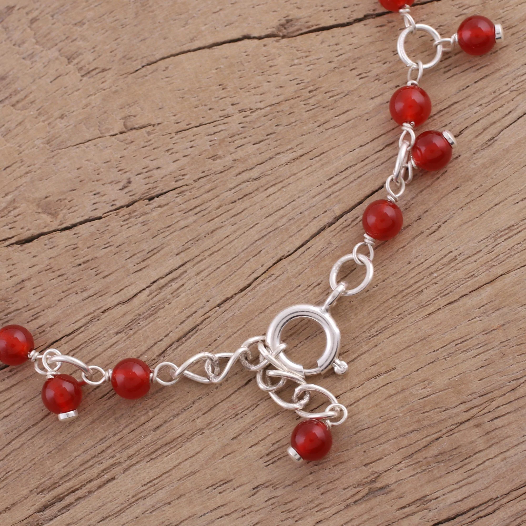 Fiery Circle Sterling Silver Beaded Bracelet - Image 3