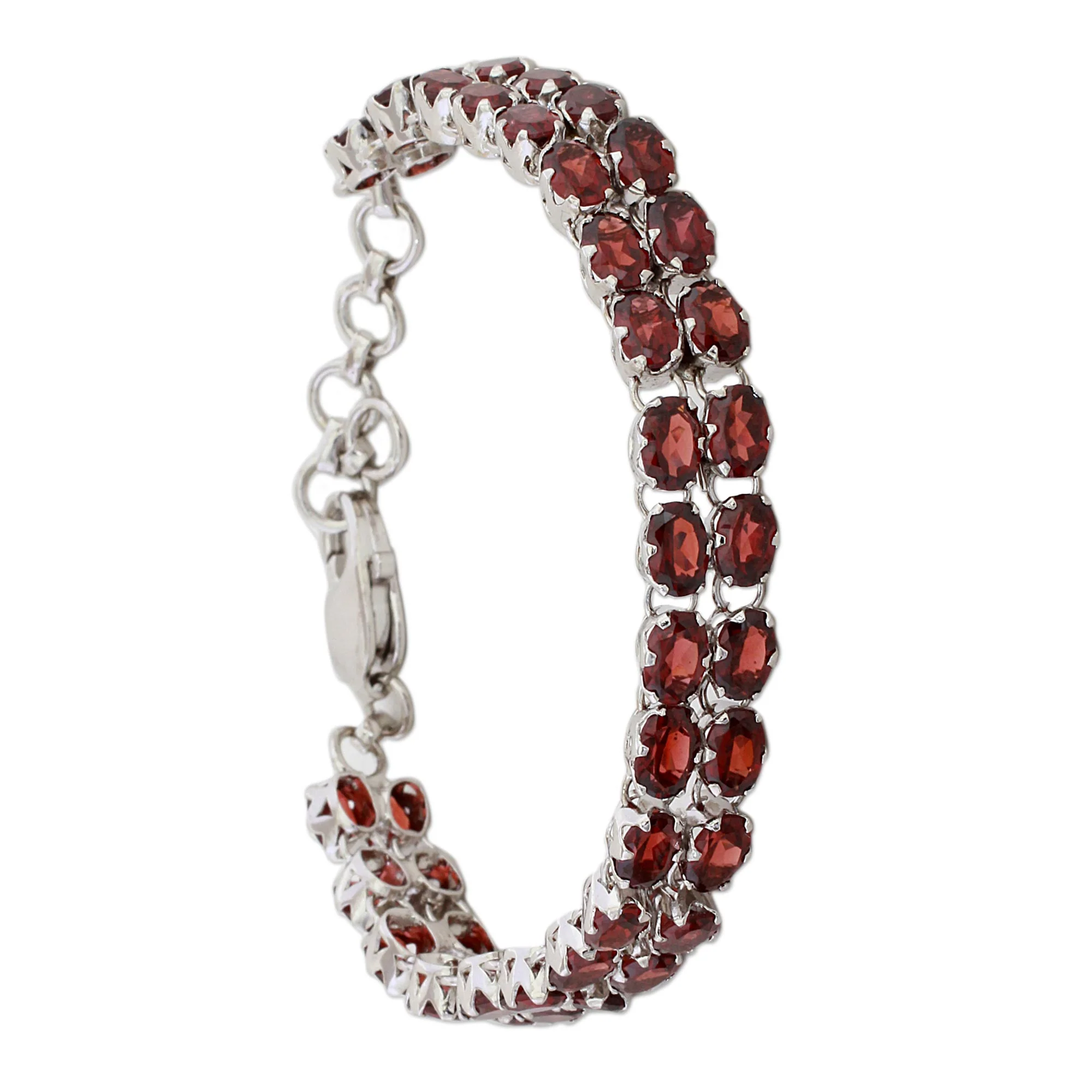 Fiery Glam Garnet Silver Tennis Bracelet - Image 5
