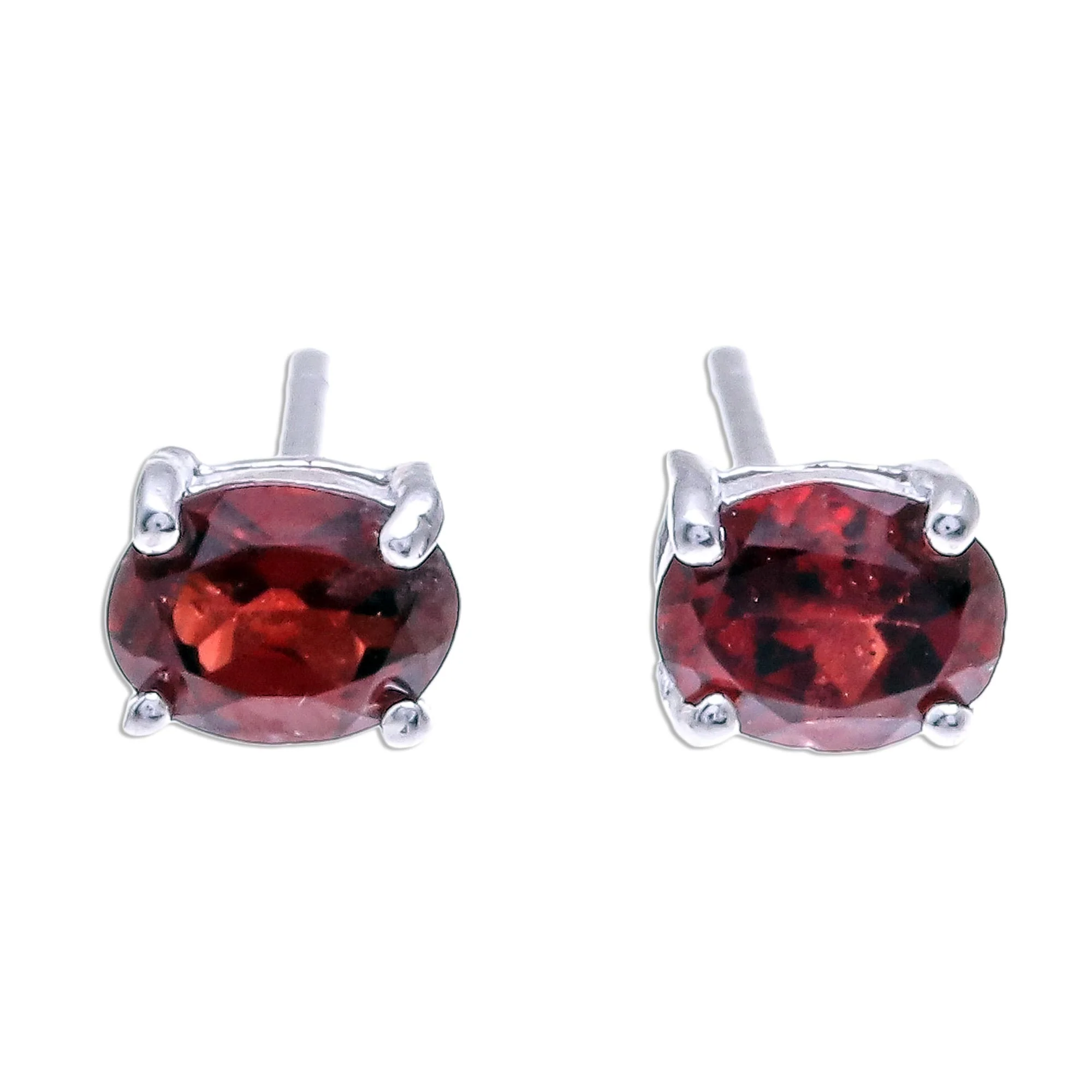 Fiery Marvel Faceted Garnet Stud Earrings from Thailand - Image 2
