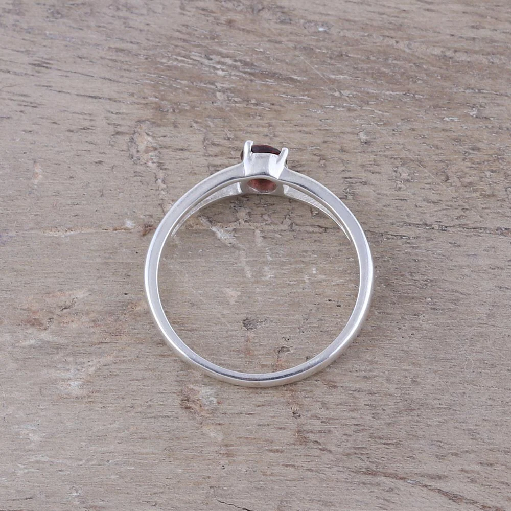 Fiery Solitaire Natural Garnet Solitaire Ring from India - Image 4