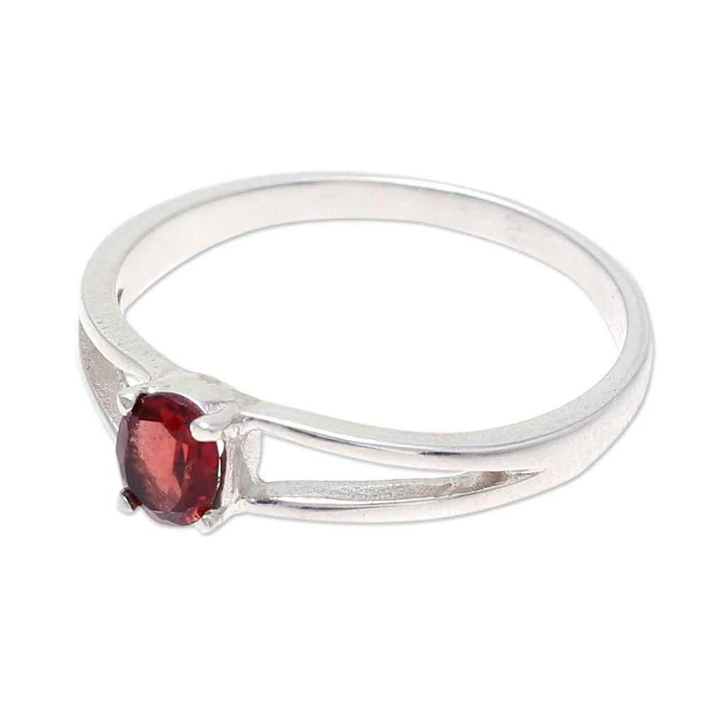 Fiery Solitaire Natural Garnet Solitaire Ring from India - Image 5