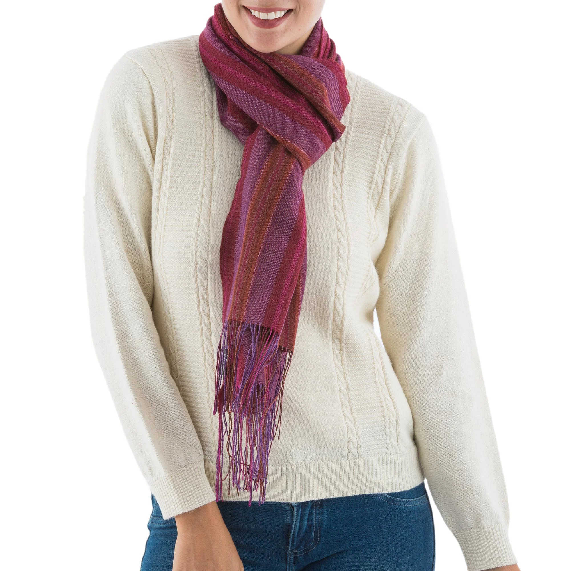 Fiesta in Puno Purple & Red Blend Scarf - Image 2