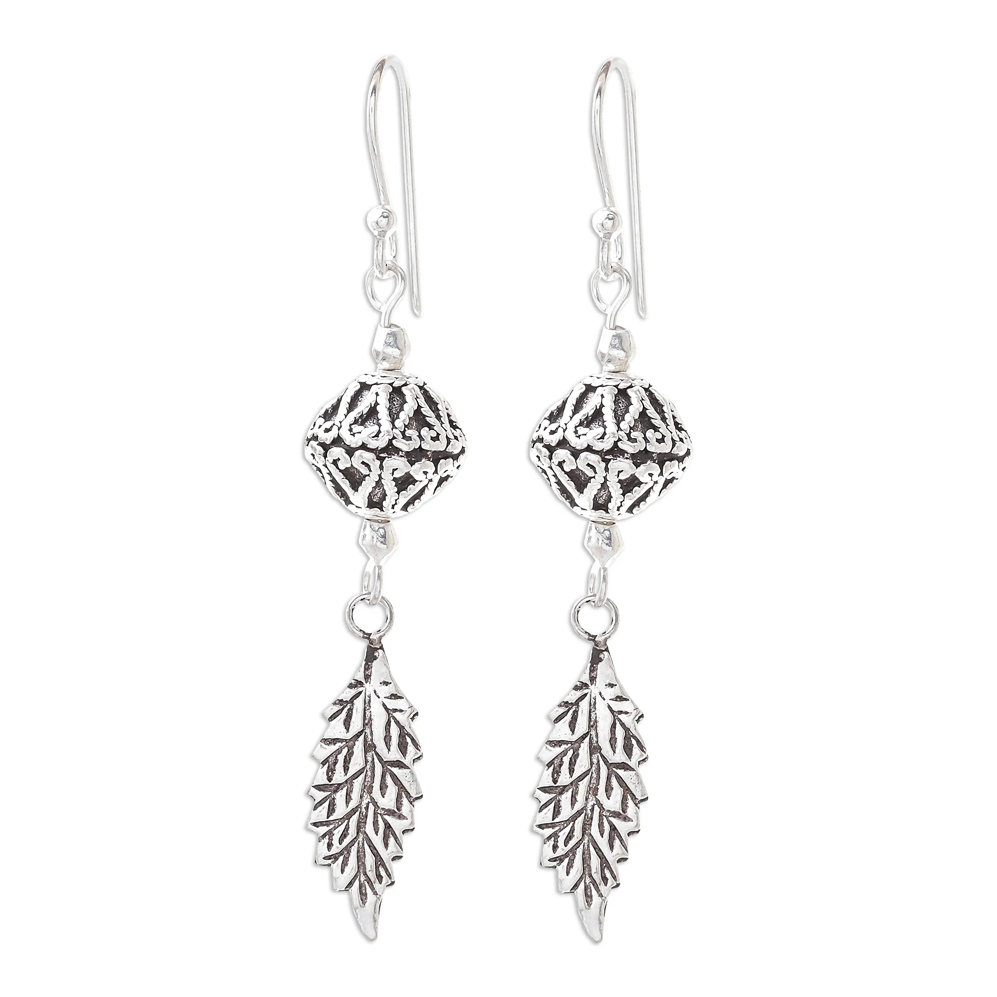 Fine Nature Sterling Silver Dangle Earrings Crafted in Thailand - Image 2