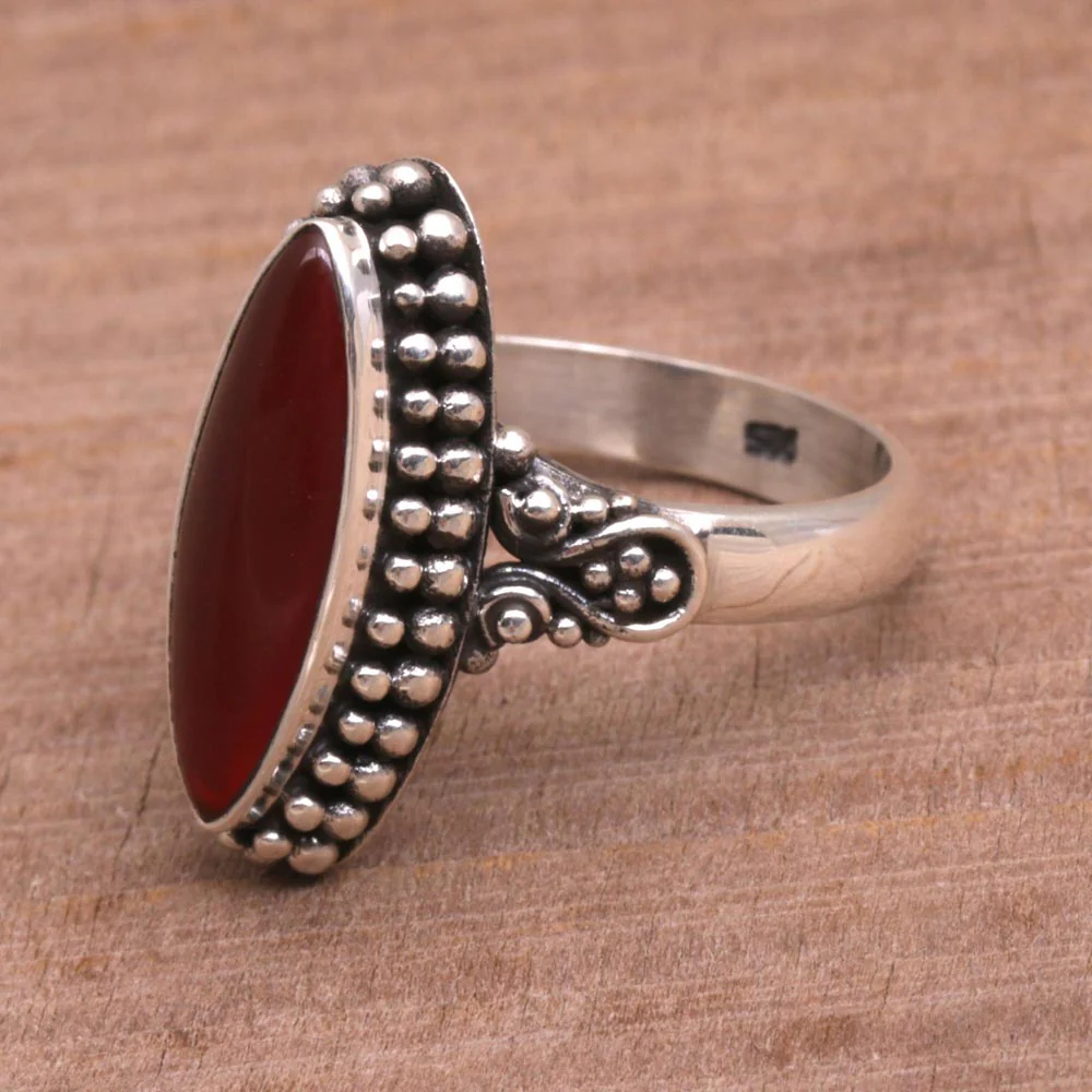 Fire and Courage Sterling Silver and Carnelian Ring