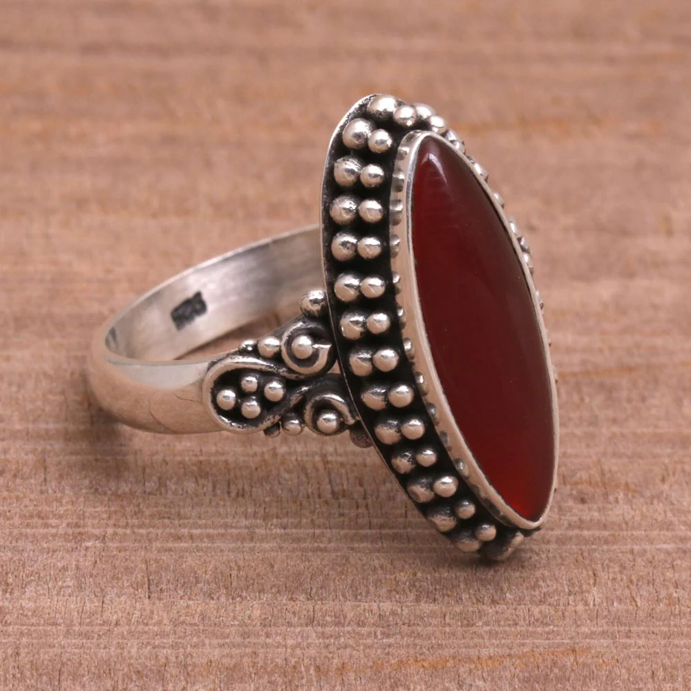 Fire and Courage Sterling Silver and Carnelian Ring - Image 4