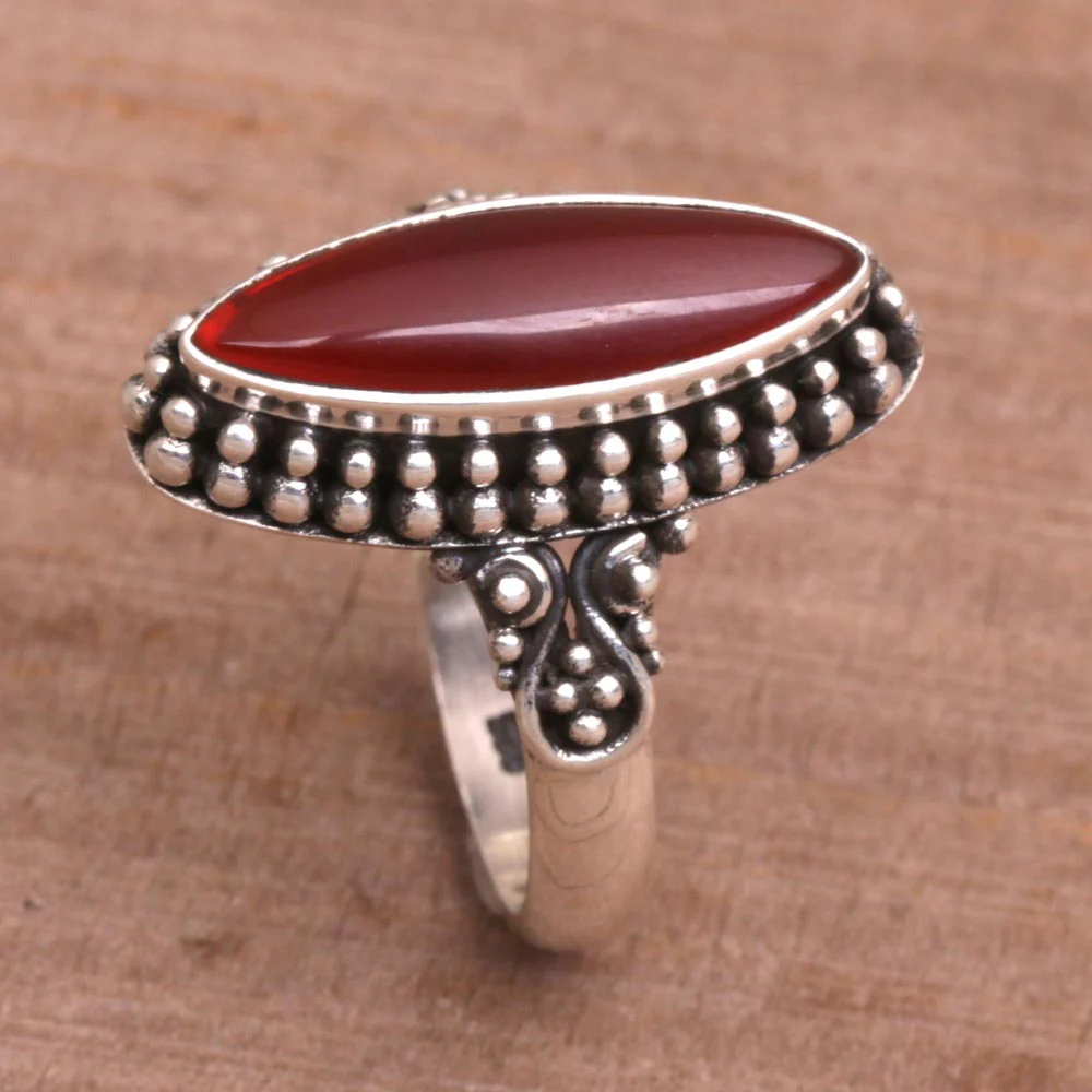 Fire and Courage Sterling Silver and Carnelian Ring - Image 5